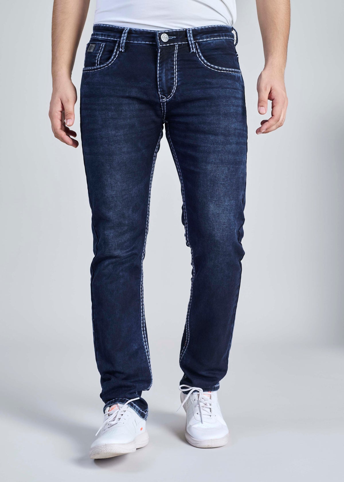 FS 114 – Flying Shark "Light Grey Contrast Stitch" Saddle Stitch Denim