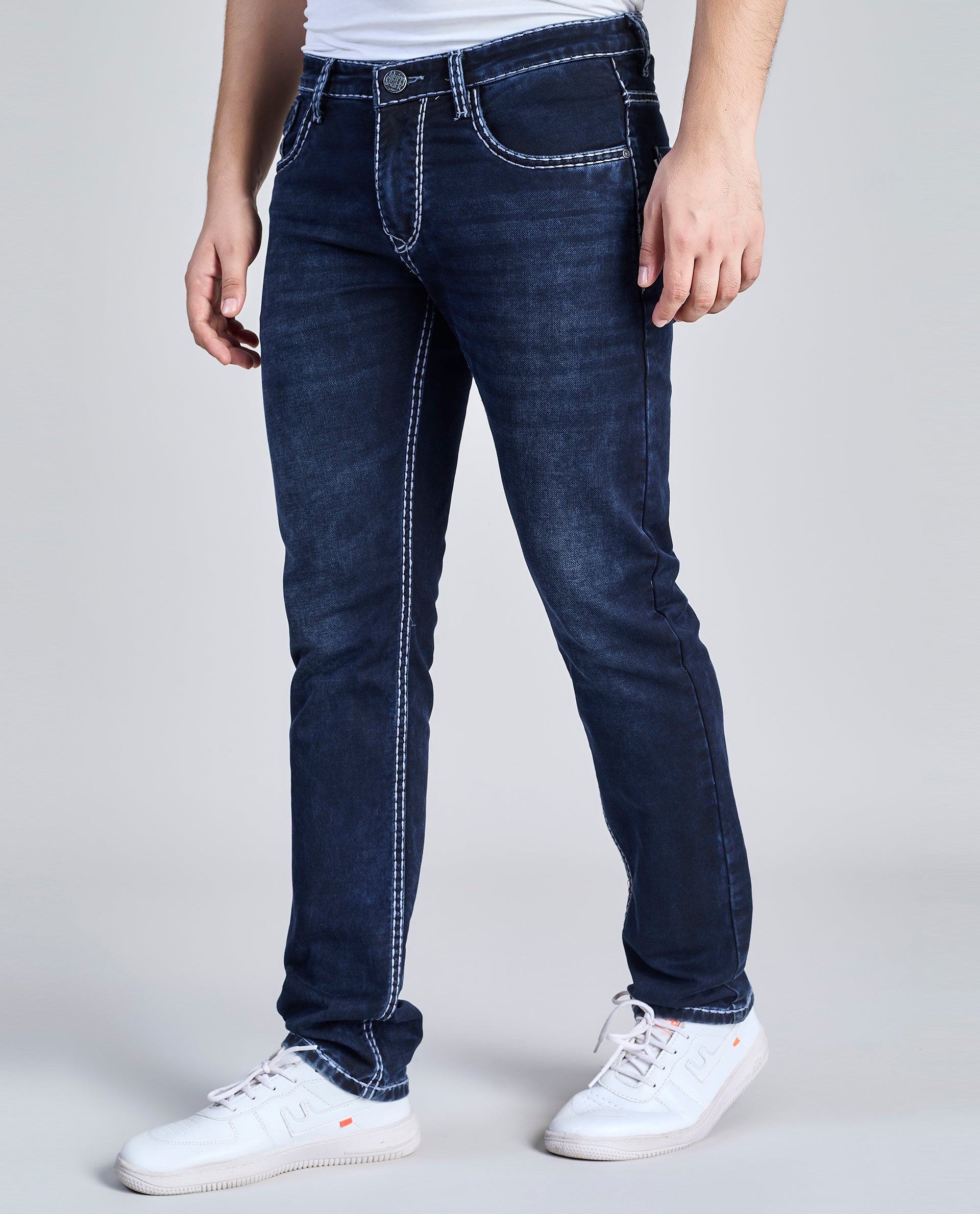 FS 114 – Flying Shark "Light Grey Contrast Stitch" Saddle Stitch Denim