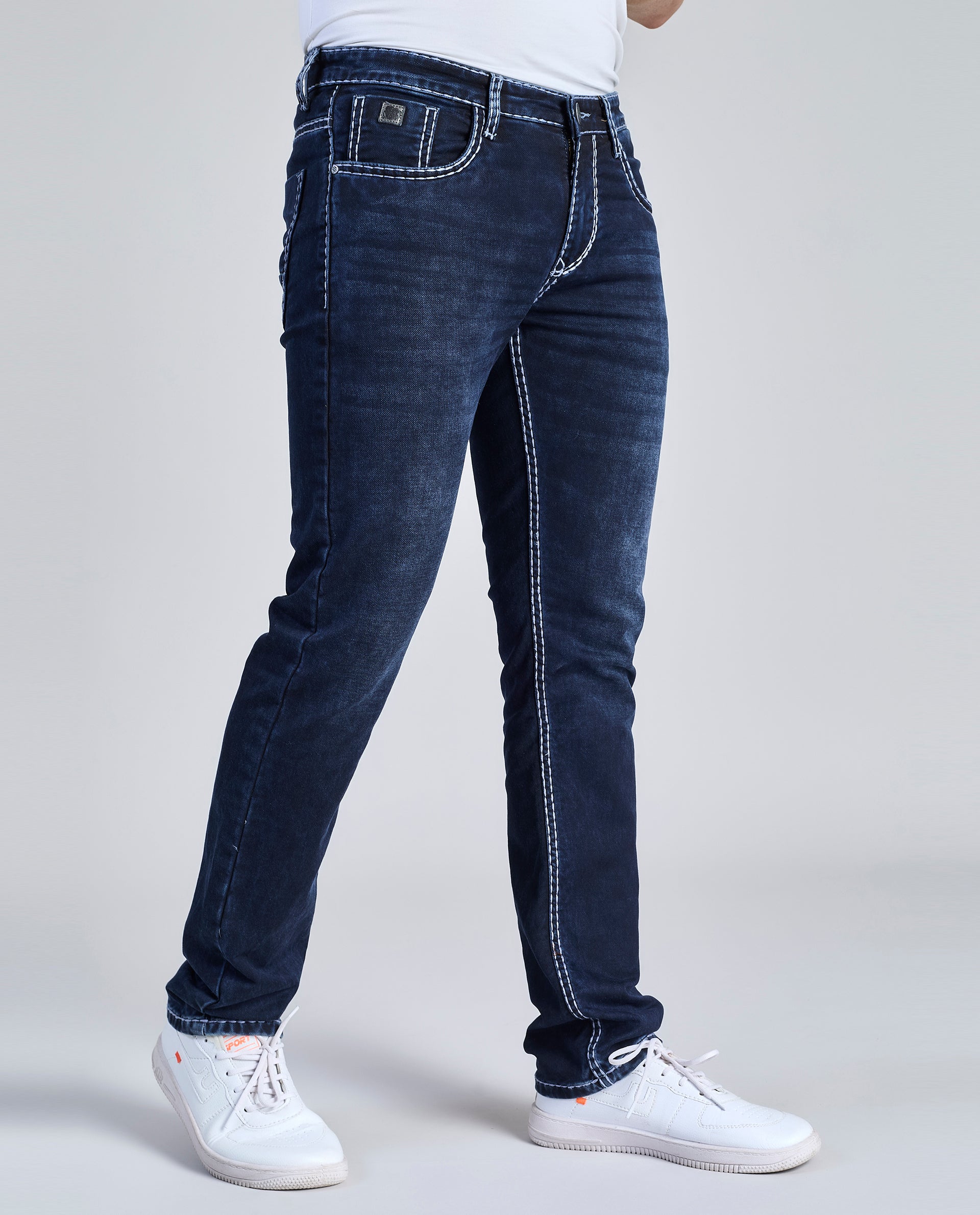 FS 114 – Flying Shark "Light Grey Contrast Stitch" Saddle Stitch Denim
