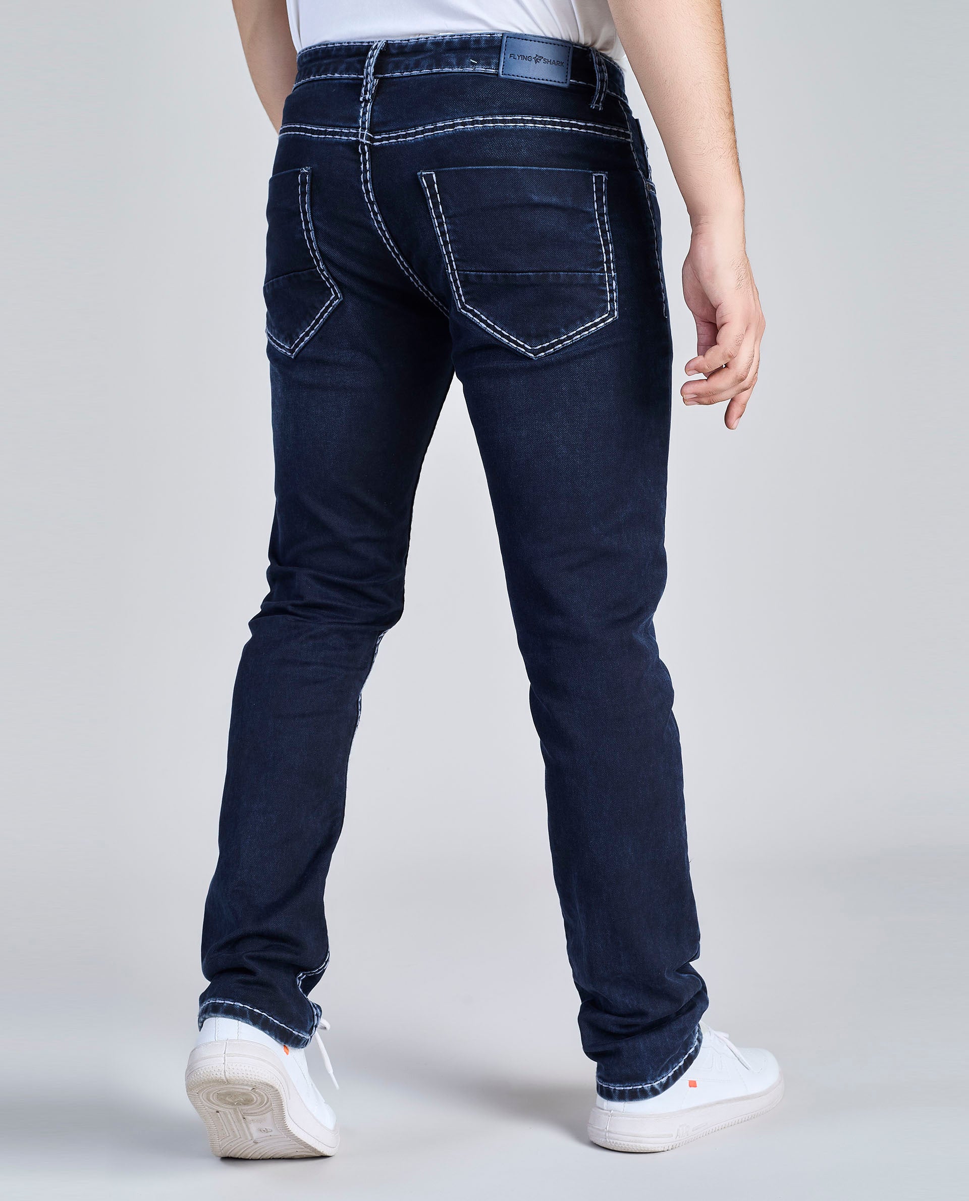 FS 114 – Flying Shark "Light Grey Contrast Stitch" Saddle Stitch Denim