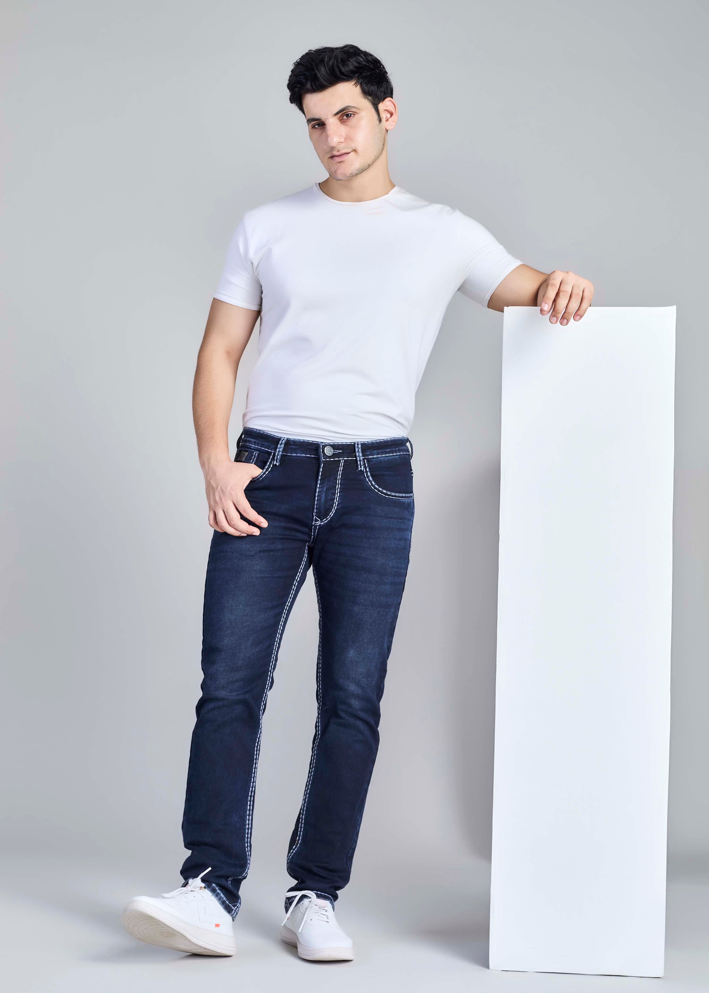 FS 114 – Flying Shark "Light Grey Contrast Stitch" Saddle Stitch Denim