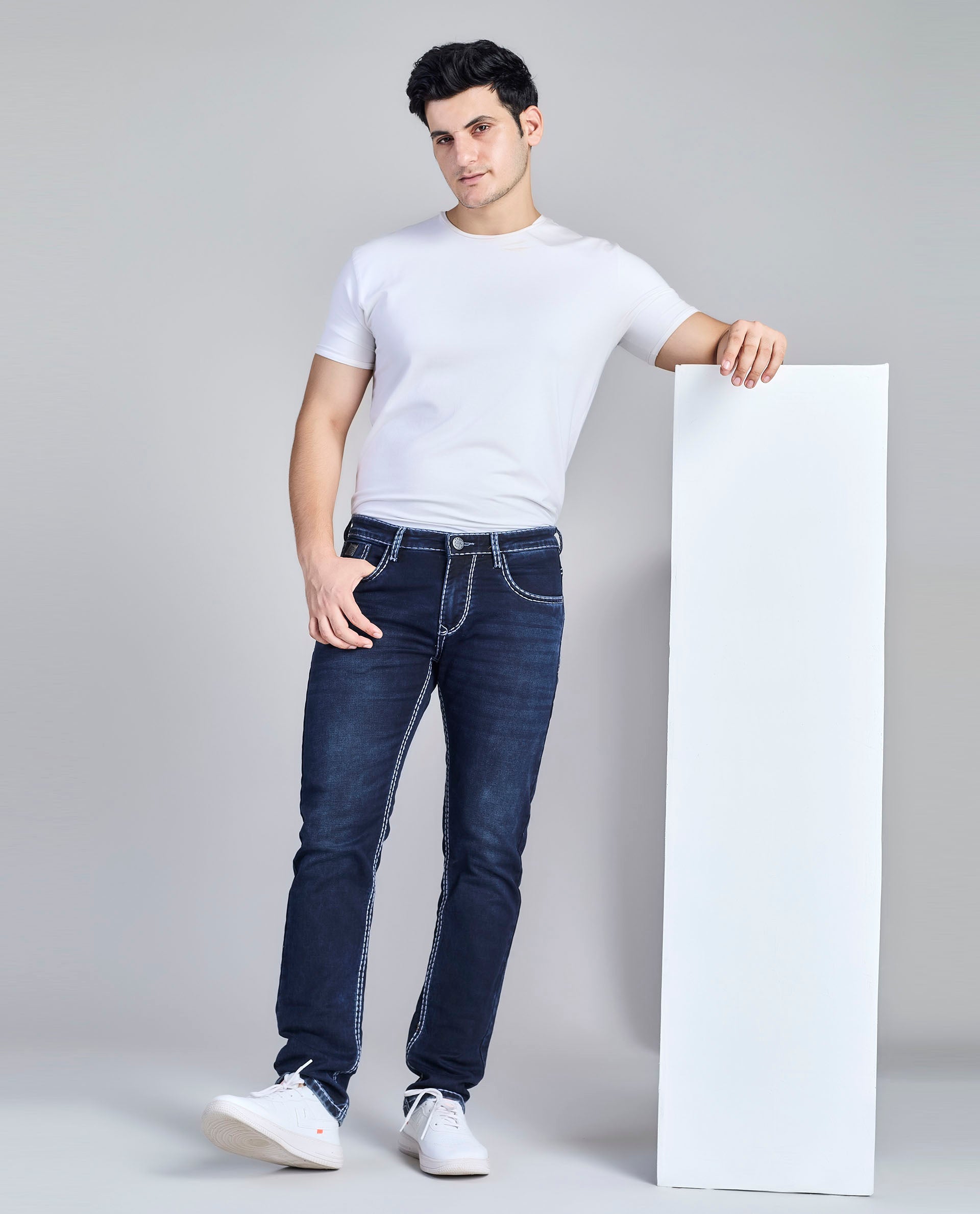 FS 114 – Flying Shark "Light Grey Contrast Stitch" Saddle Stitch Denim