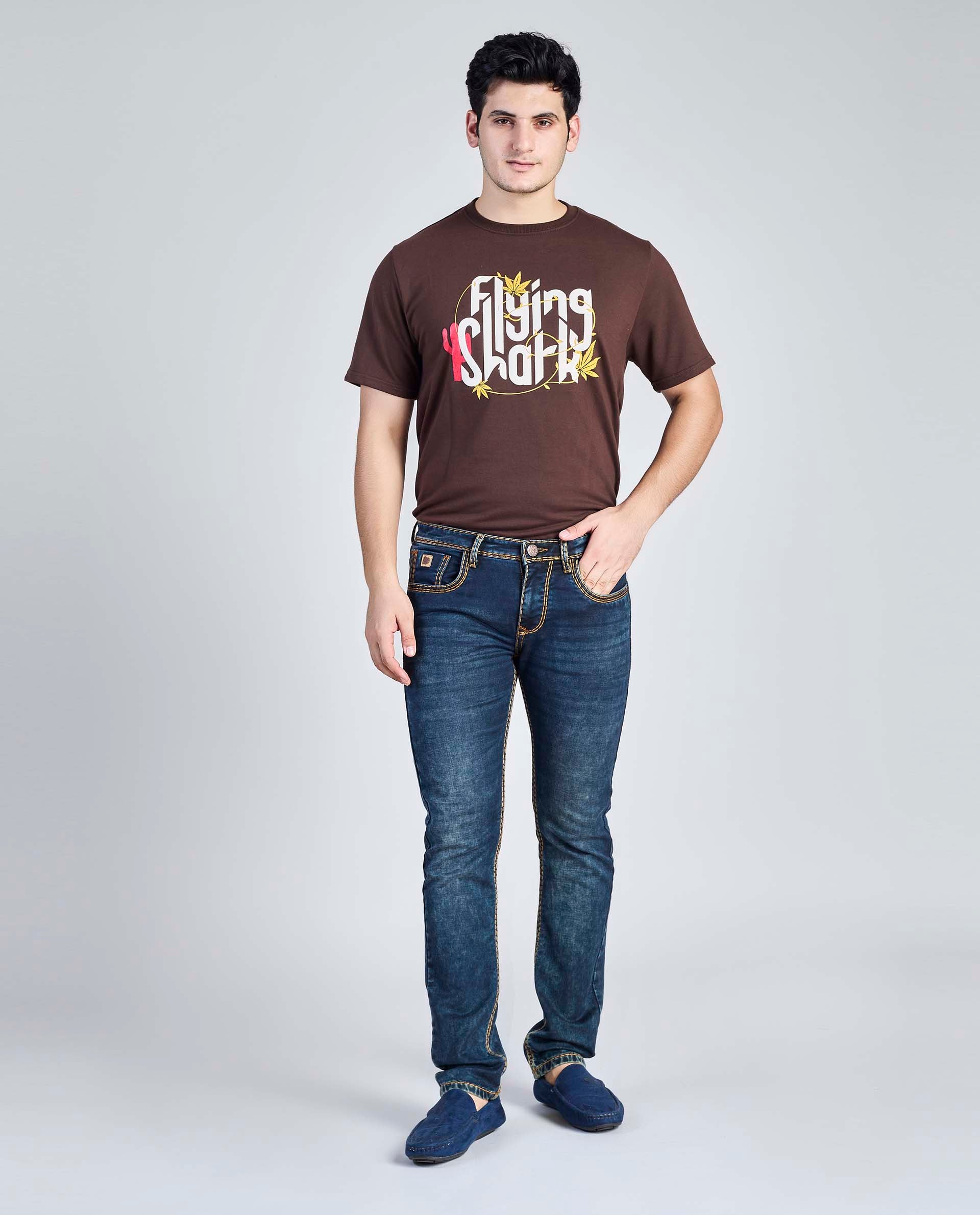 FS 013 – Flying Shark "Navy Contrast Stitch" Saddle Stitch Denim