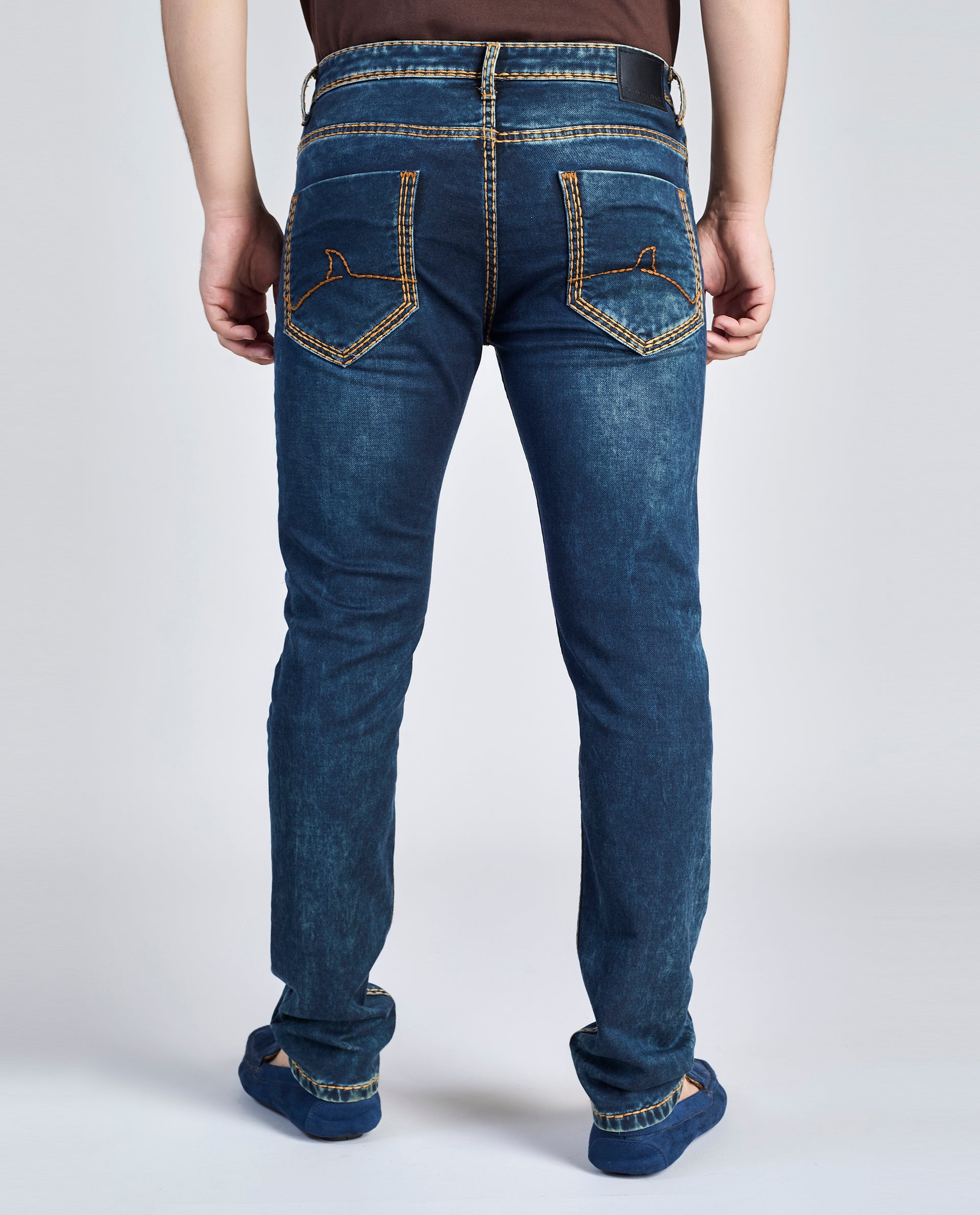 FS 013 – Flying Shark "Navy Contrast Stitch" Saddle Stitch Denim