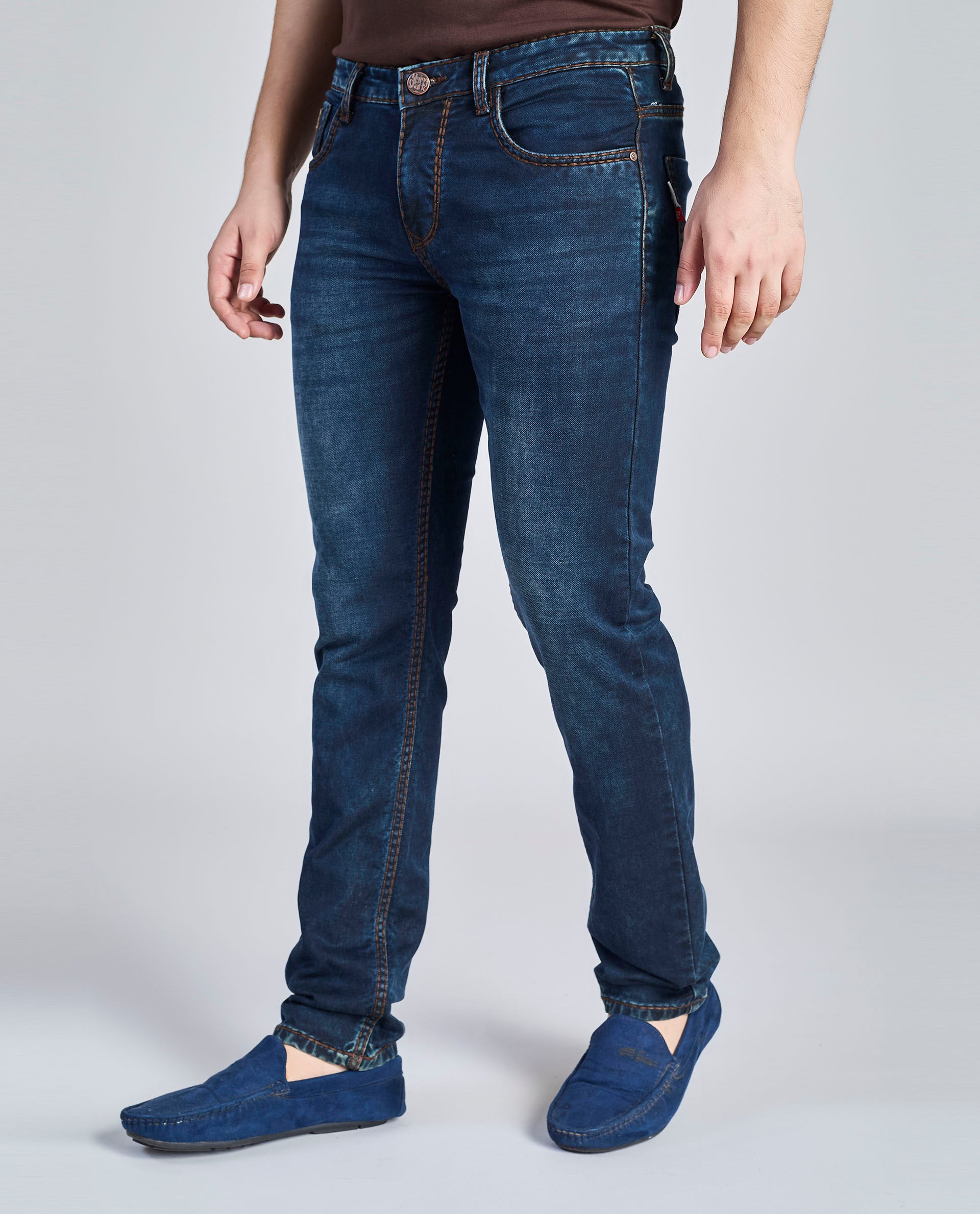 "Minimal Deep Indigo" Saddle Stitch Denim