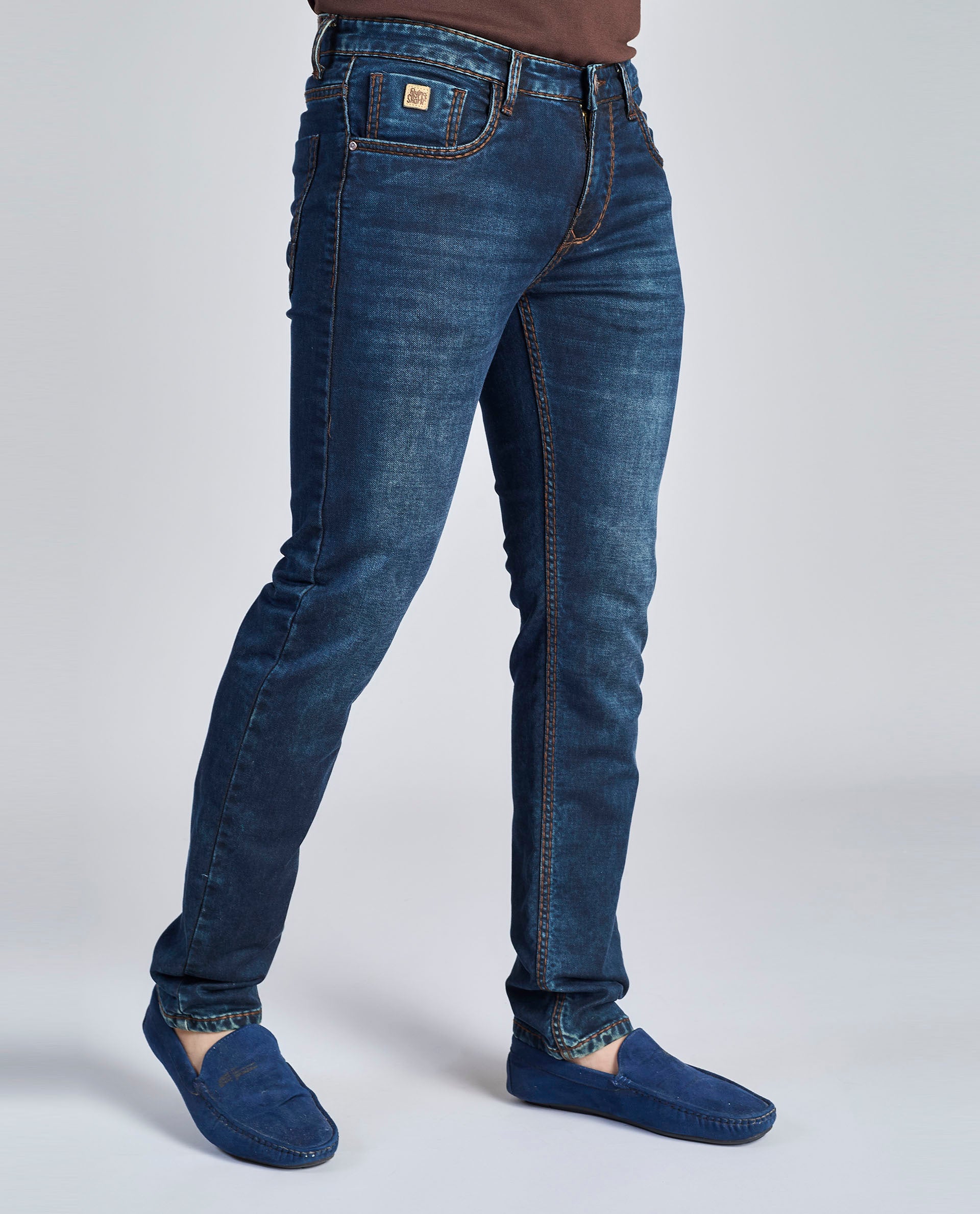 FS 112 – Flying Shark "Minimal Deep Indigo" Saddle Stitch Denim