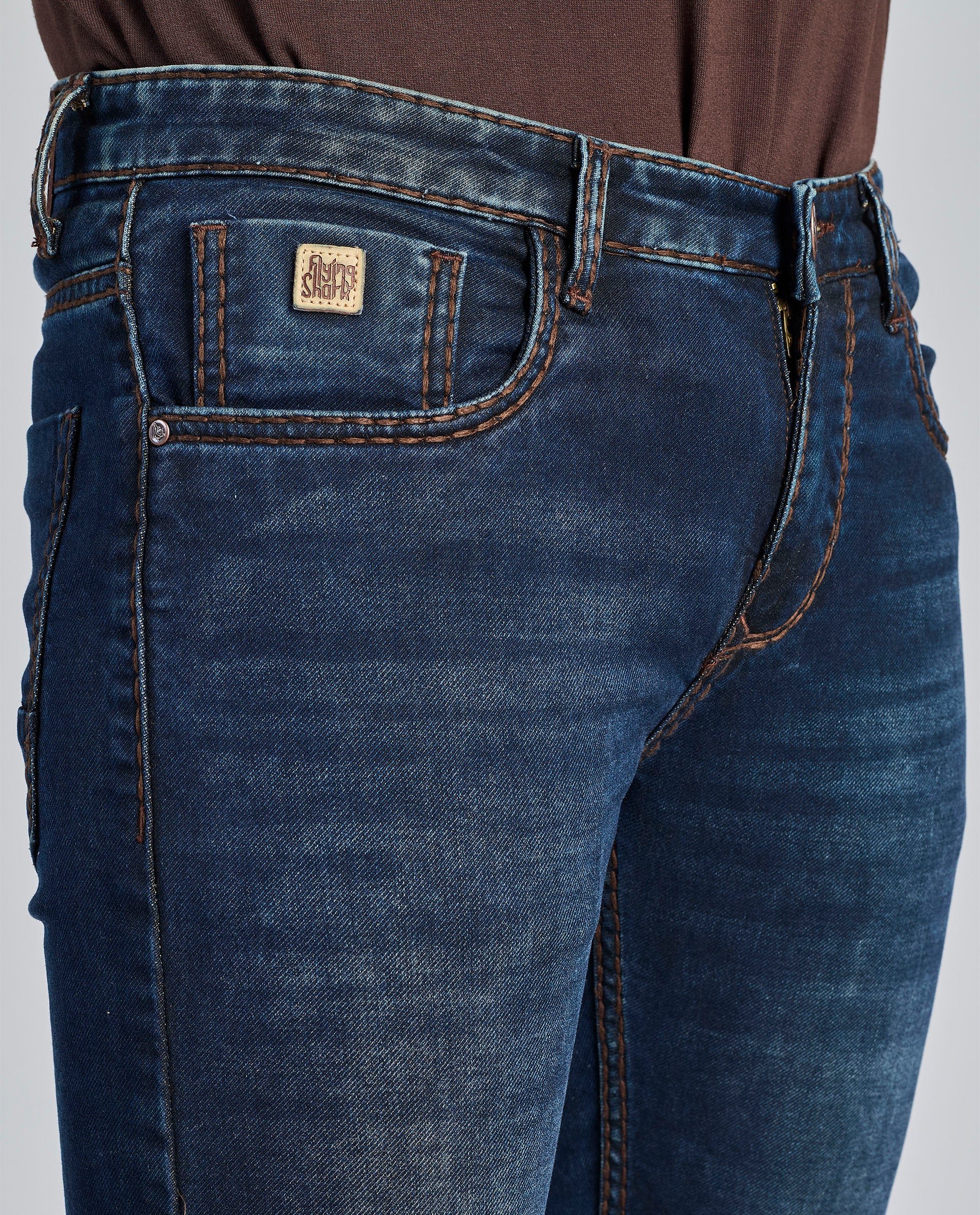 FS 112 – Flying Shark "Minimal Deep Indigo" Saddle Stitch Denim