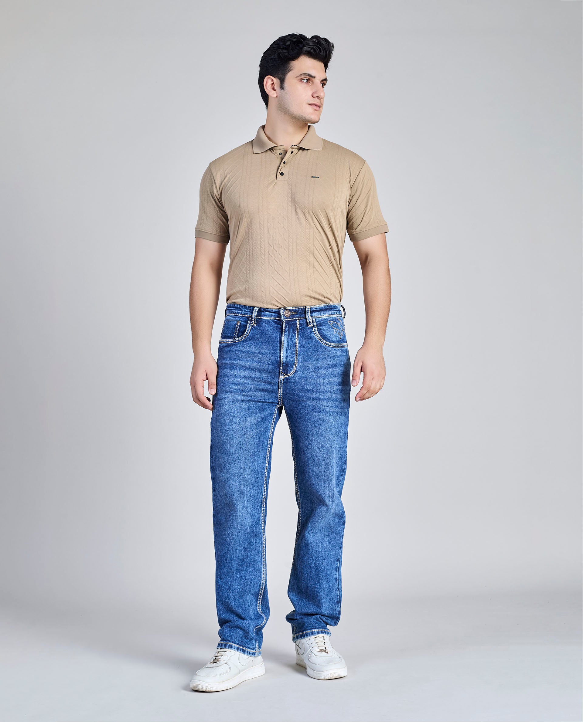 "Signature Shark" Saddle Stitch Straight fit Denim