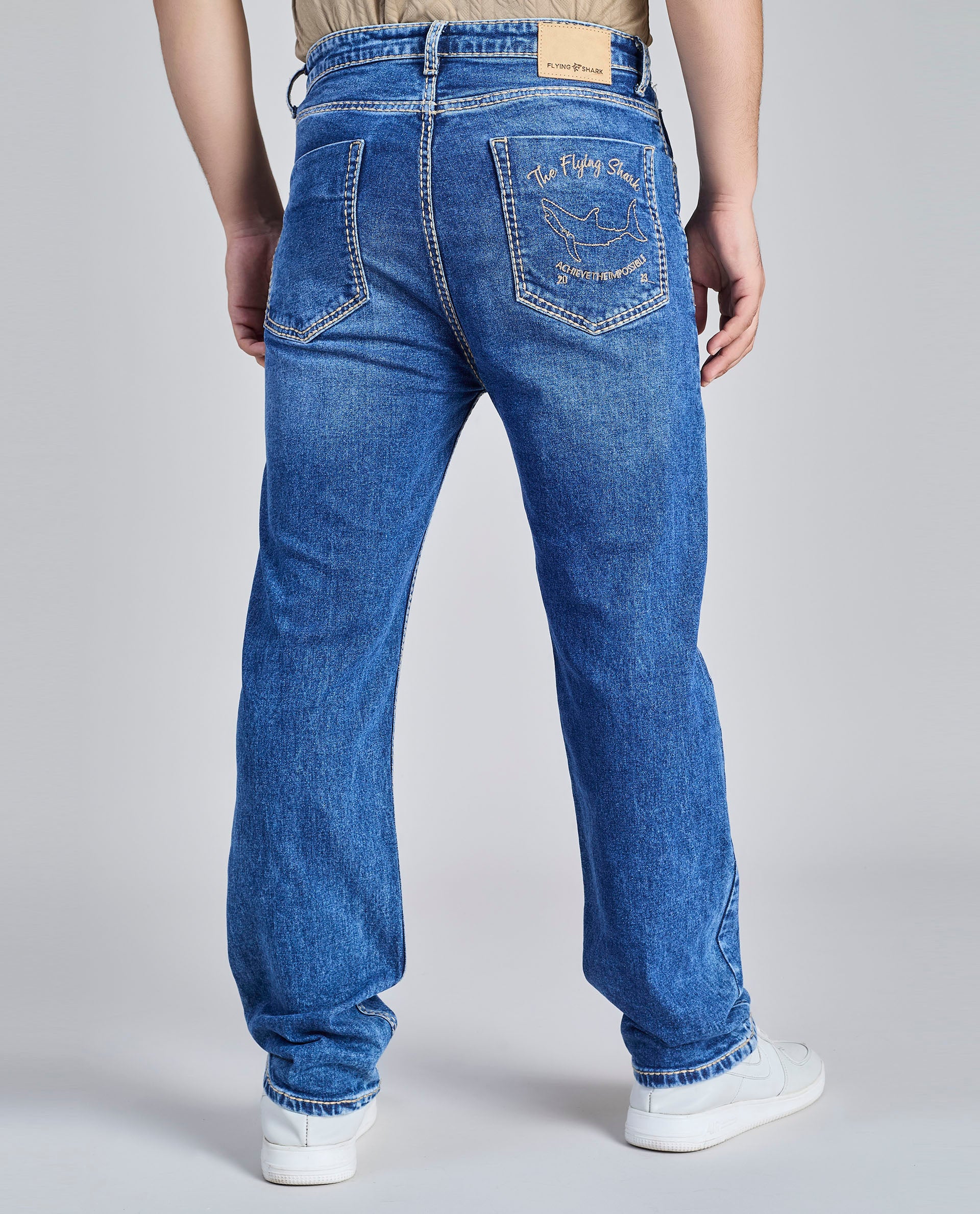 FS 104 – Flying Shark "Signature Shark" Saddle Stitch Straight fit Denim