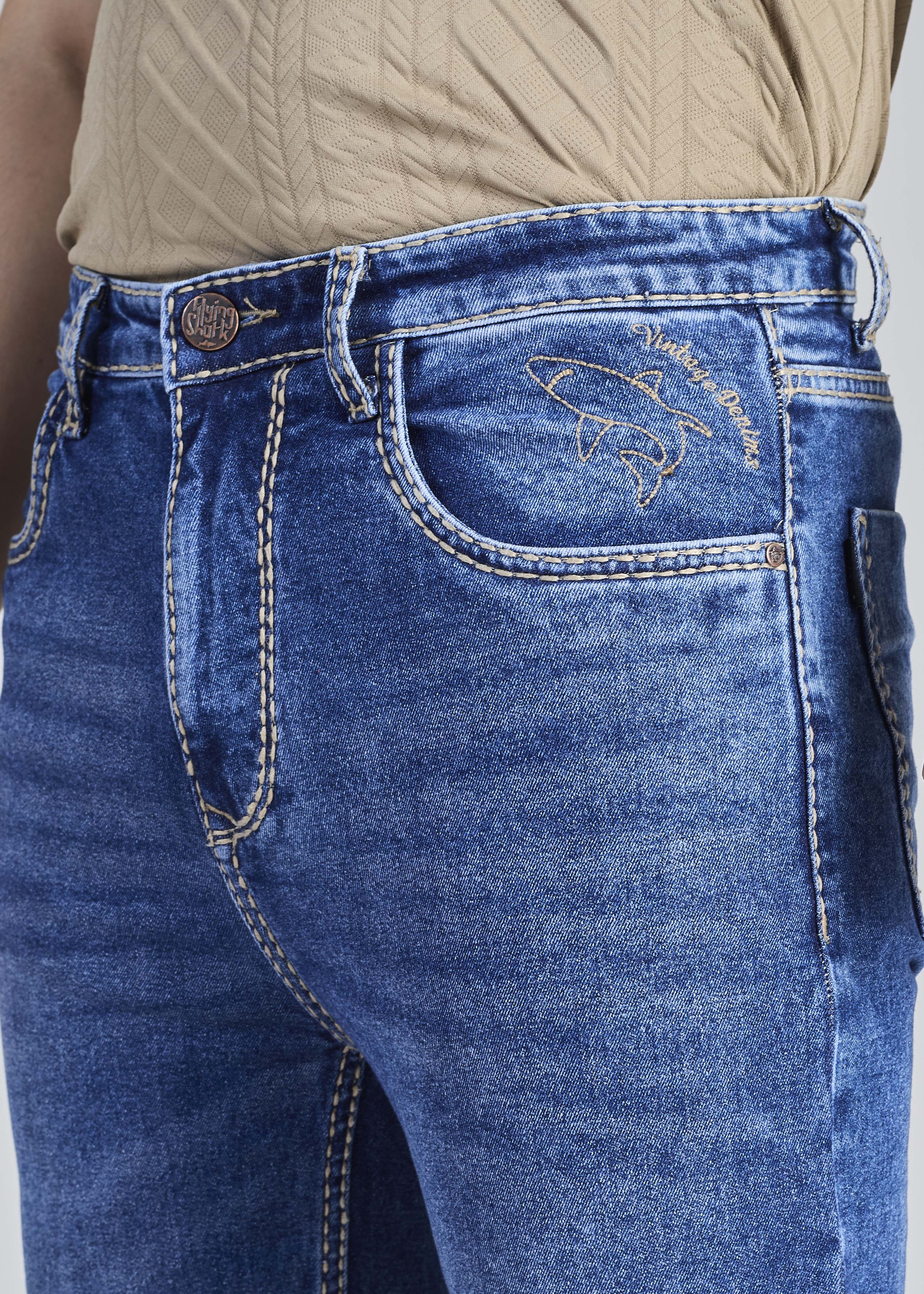FS 104 – Flying Shark "Signature Shark" Saddle Stitch Straight fit Denim