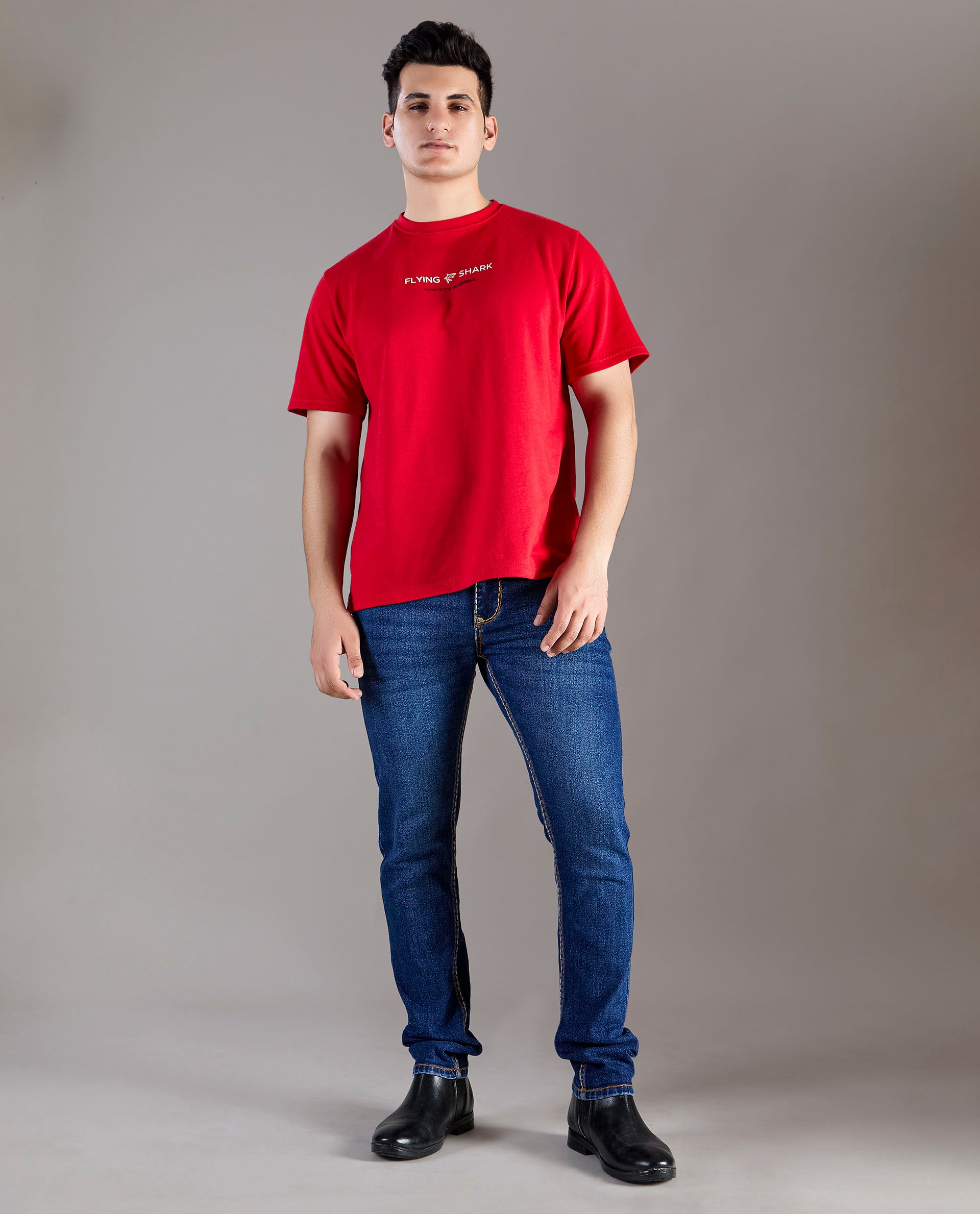 Men’s Mid-Blue Faded Saddle Stitch Denim