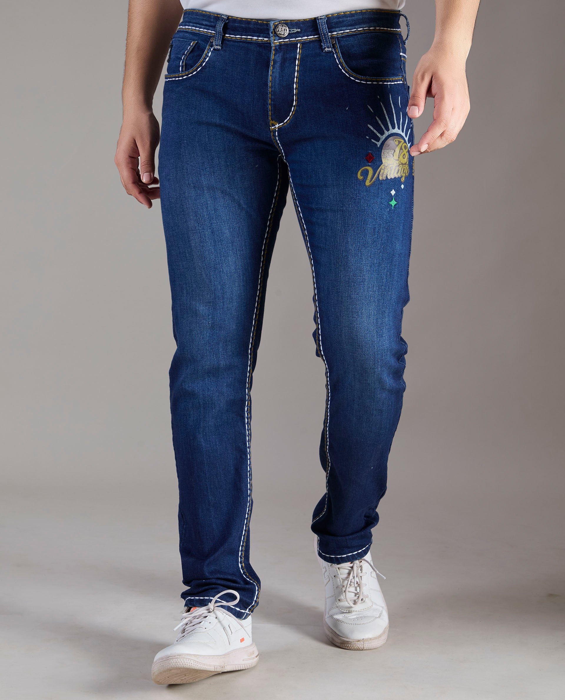 Men’s Deep Blue Vintage Graphic Denim