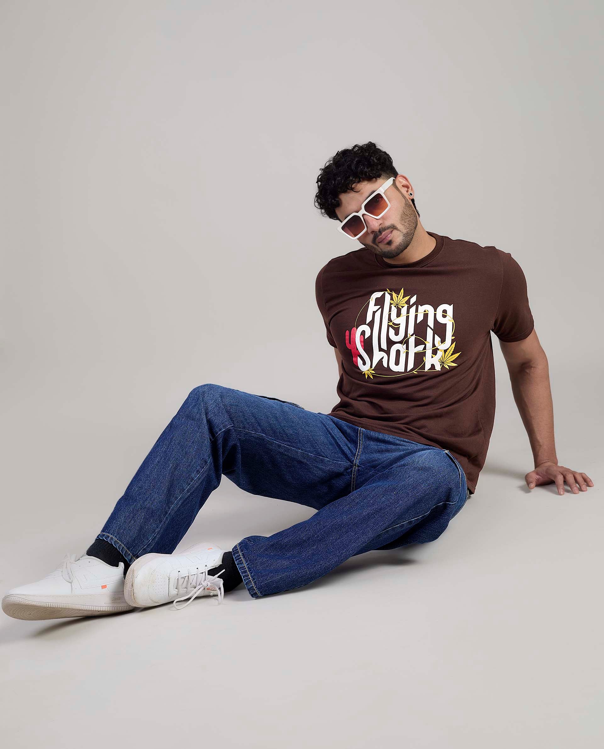 Loose Fit Denim Cargo Jeans – Medium Blue