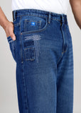 Flying Shark Loose Fit Jeans with Embroidery & Patchwork Detail
