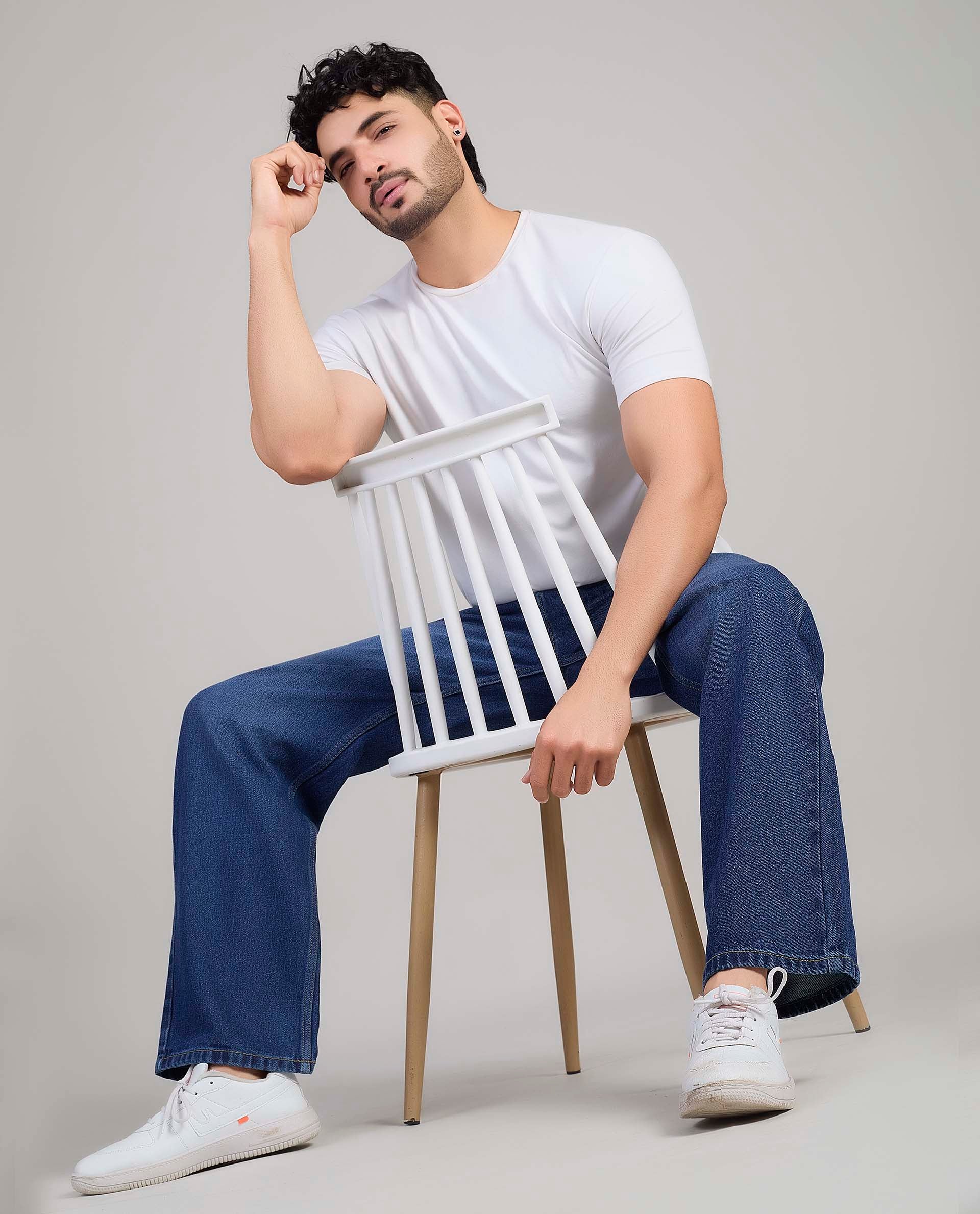 FS 109 Flying Shark Loose Fit Jeans with Embroidery & Patchwork Detail