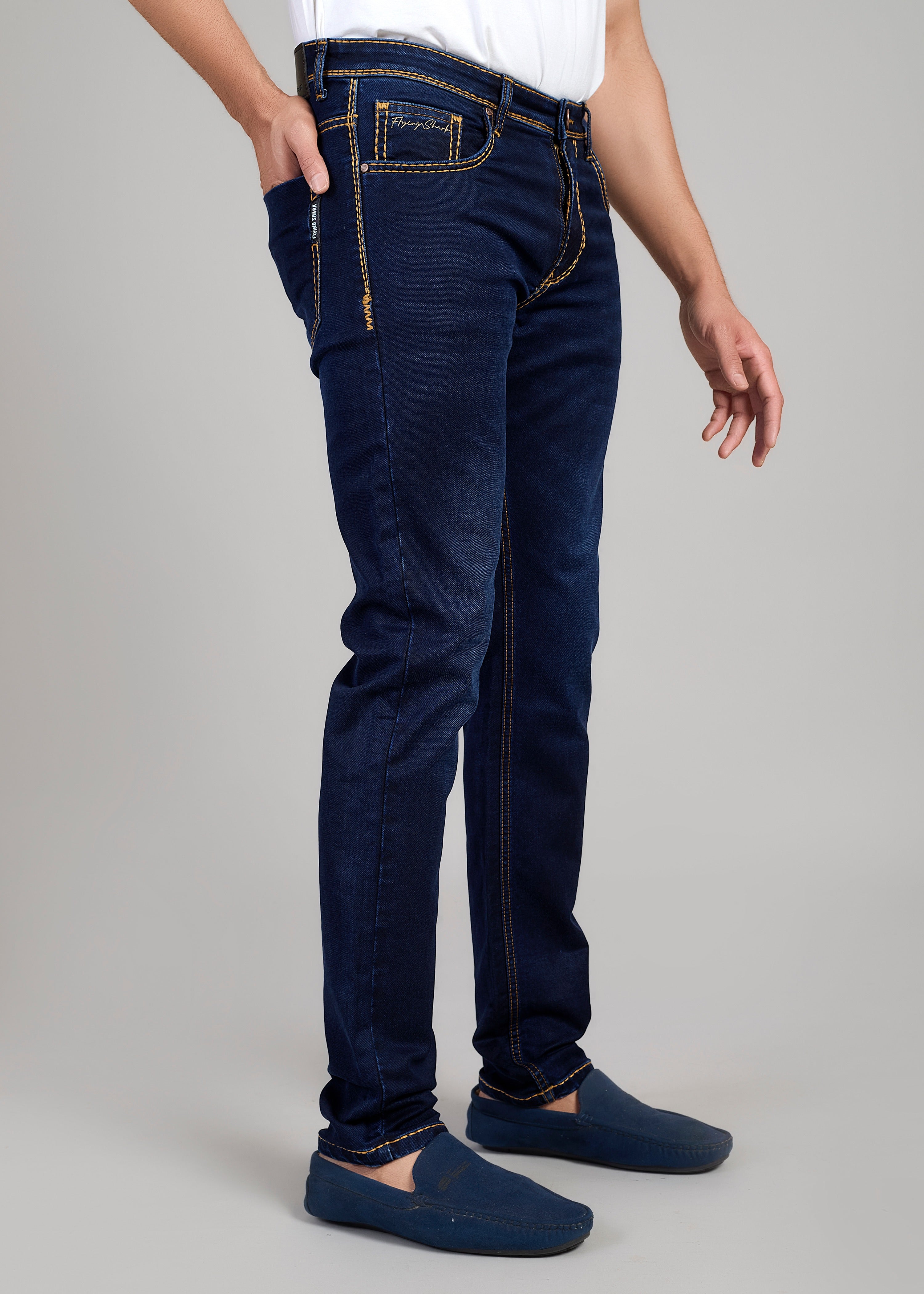 Flying Shark Dark Indigo Heavy Stitch Denim Jeans