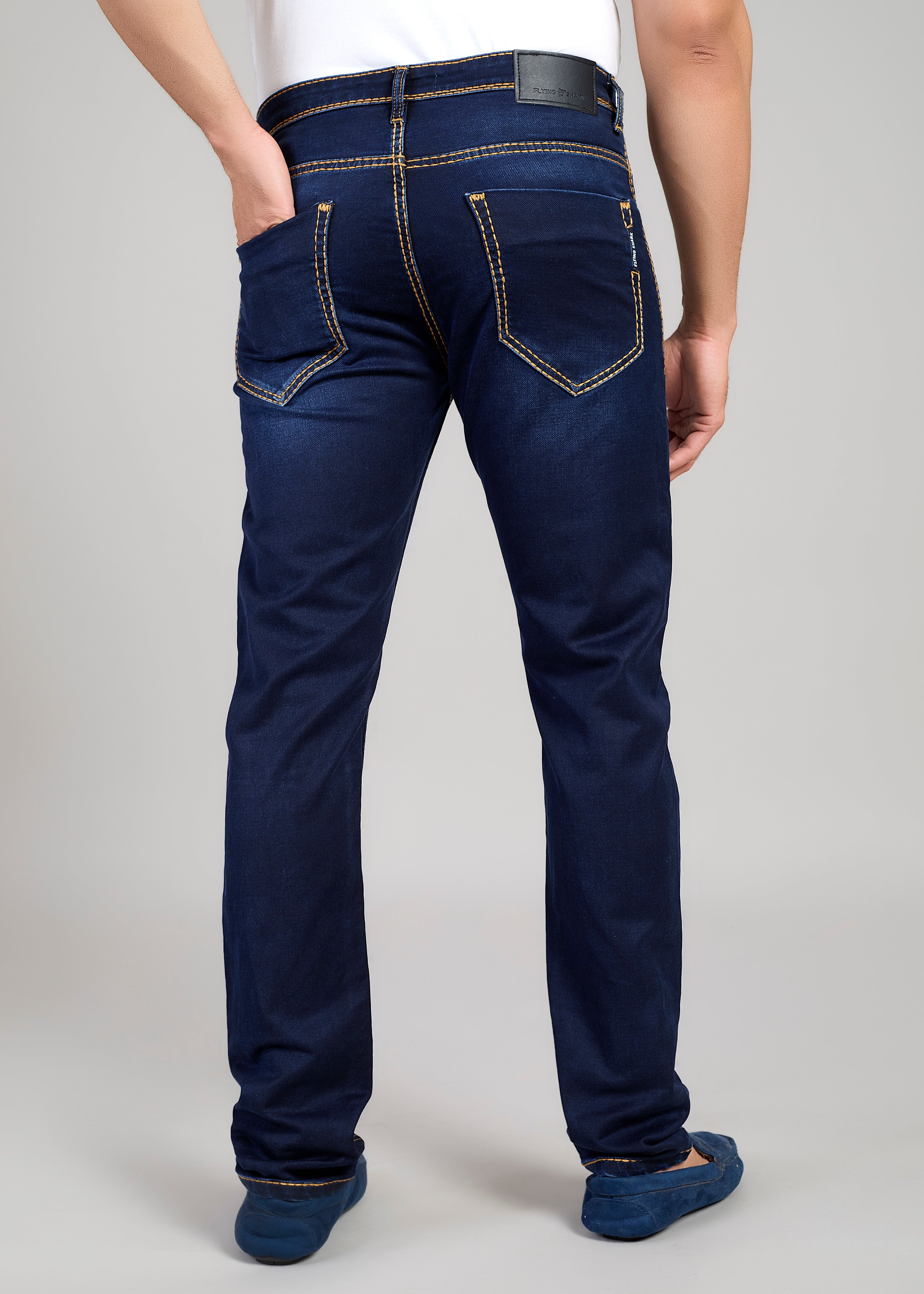 Flying Shark Dark Indigo Heavy Stitch Denim Jeans