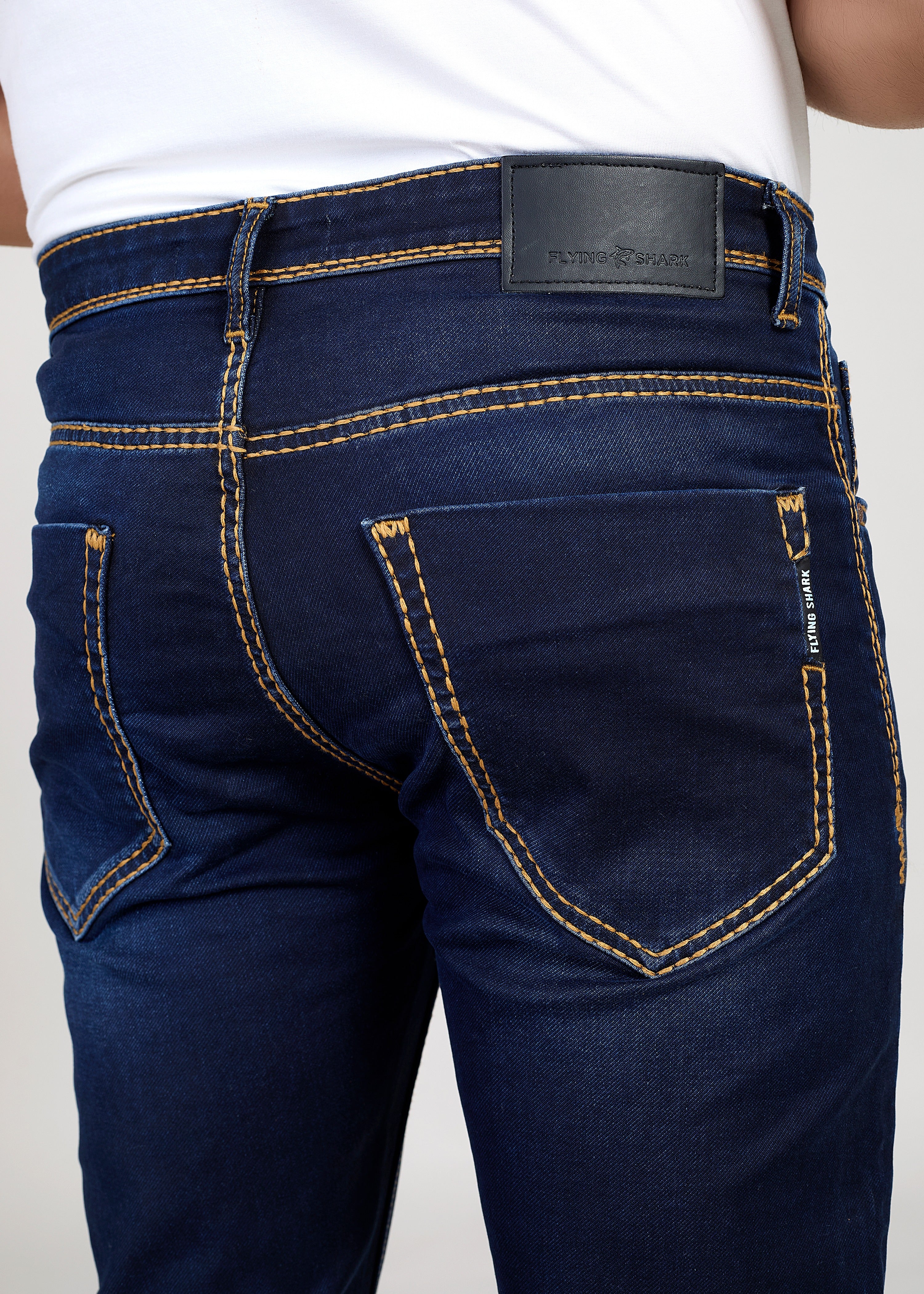 Flying Shark Dark Indigo Heavy Stitch Denim Jeans