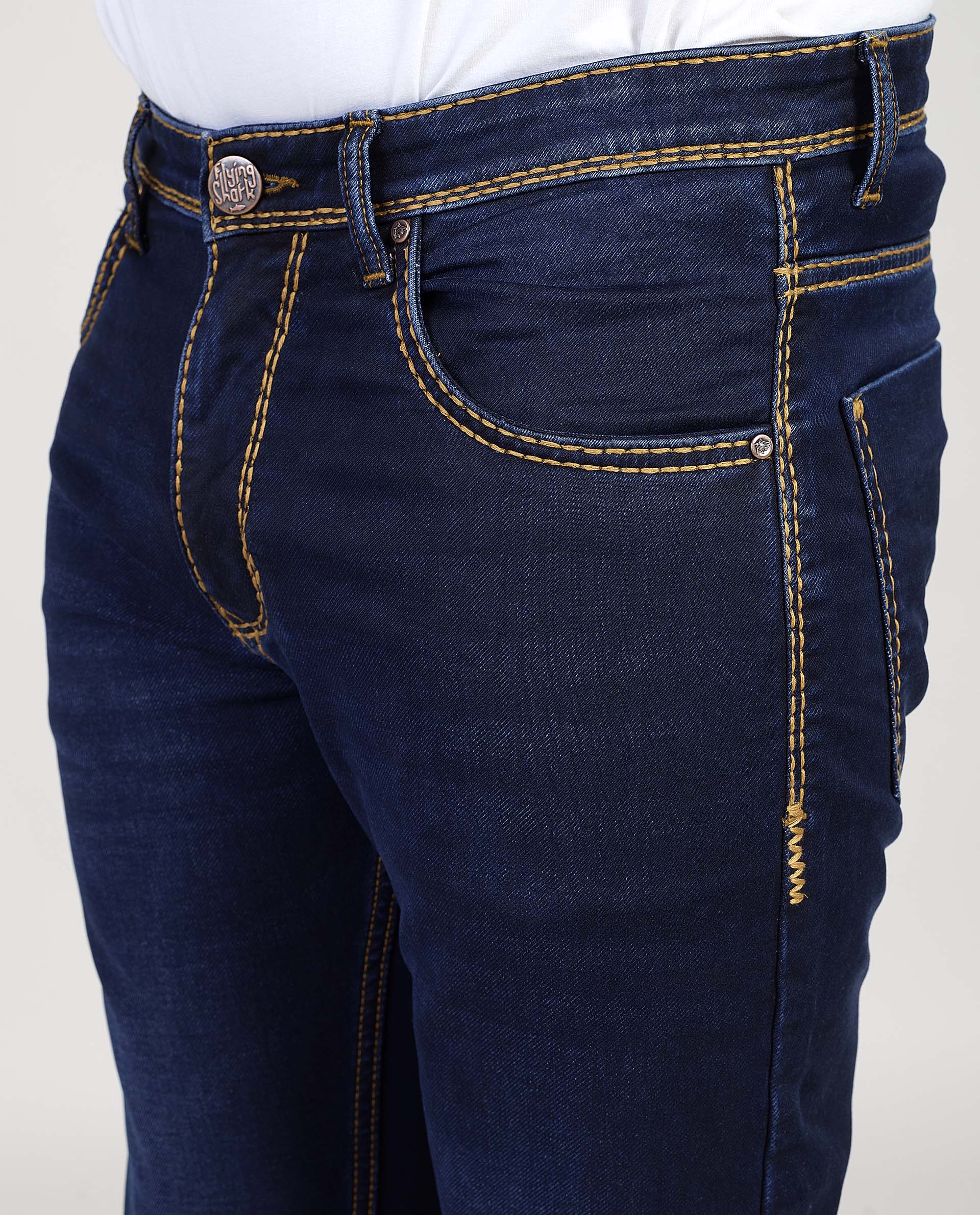 FS 127 Flying Shark Dark Indigo Heavy Stitch Denim Jeans
