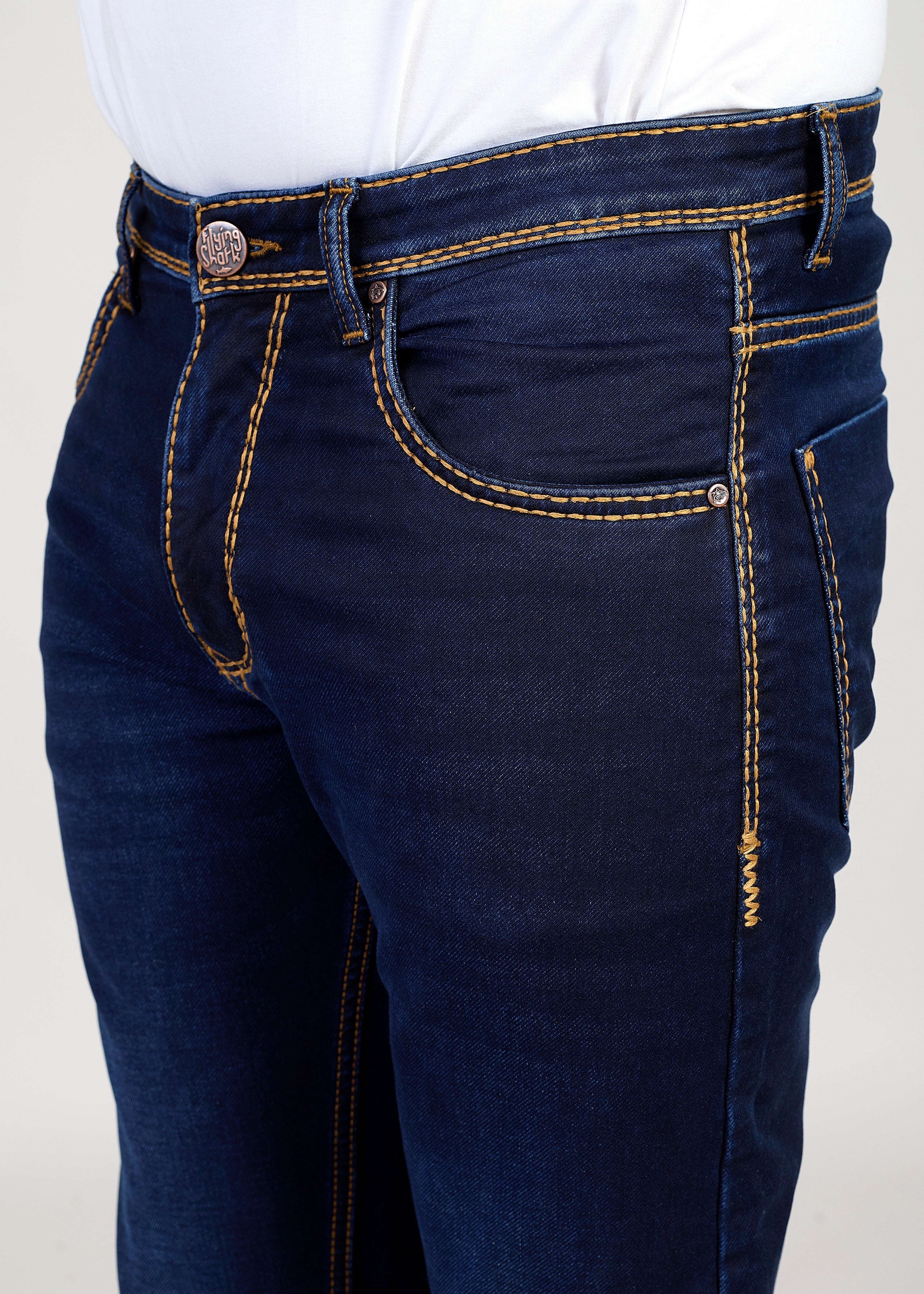 Flying Shark Dark Indigo Heavy Stitch Denim Jeans