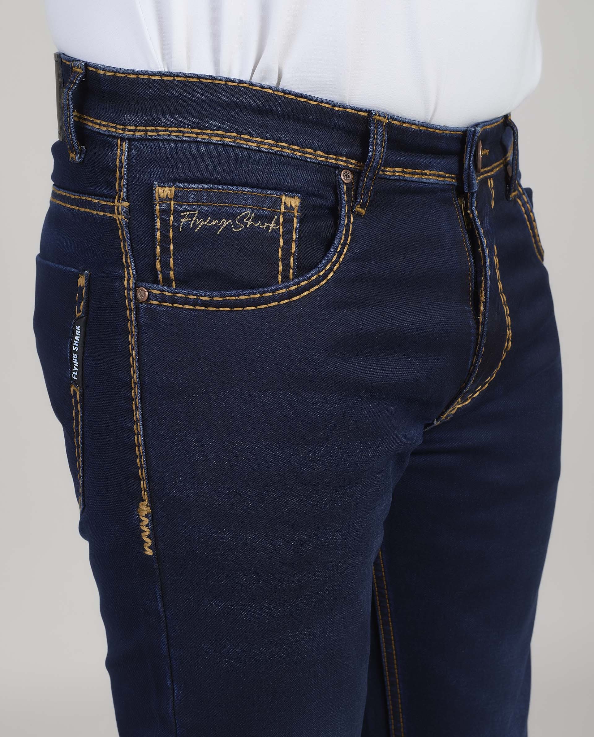 FS 127 Flying Shark Dark Indigo Heavy Stitch Denim Jeans