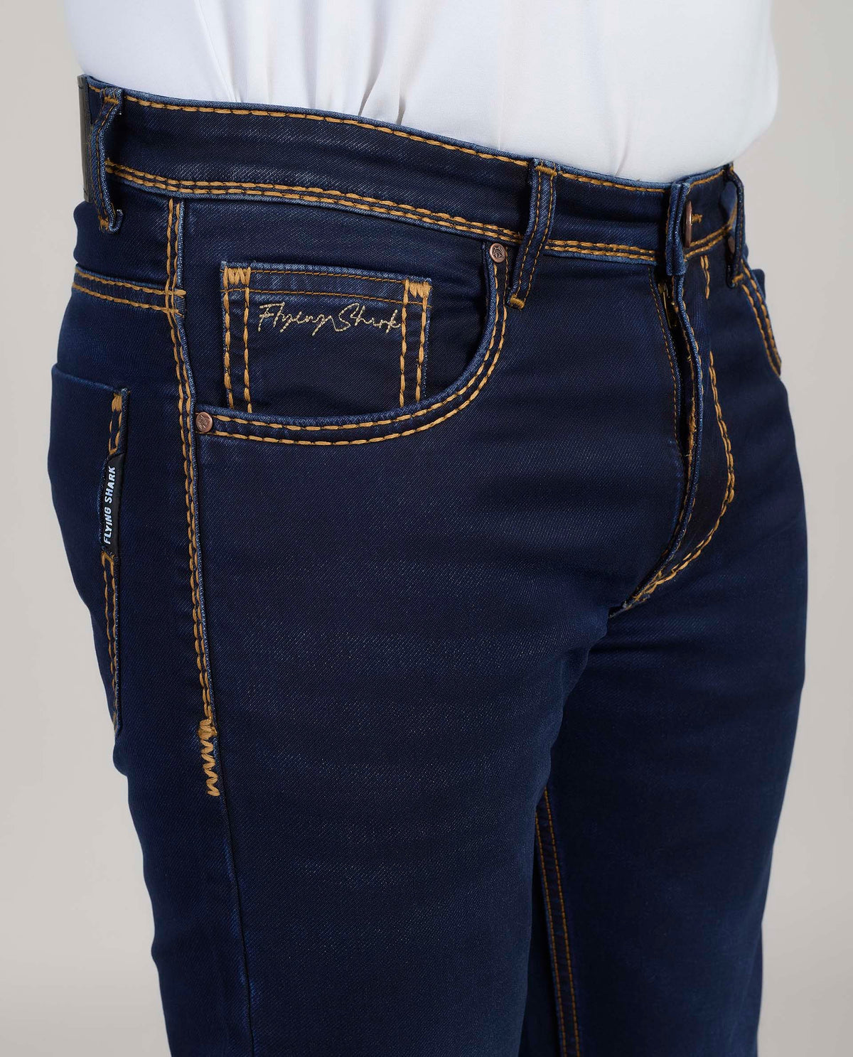 FS 127 Flying Shark Dark Indigo Heavy Stitch Denim Jeans