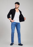 Flying Shark Loose Fit Jeans with Star Print & Lightning Detail