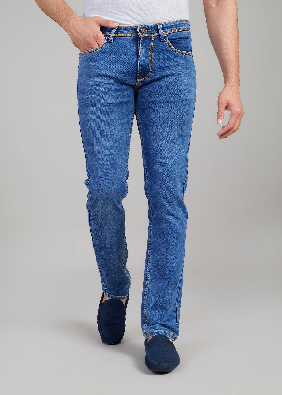 Flying Shark Loose Fit Jeans with Star Print & Lightning Detail