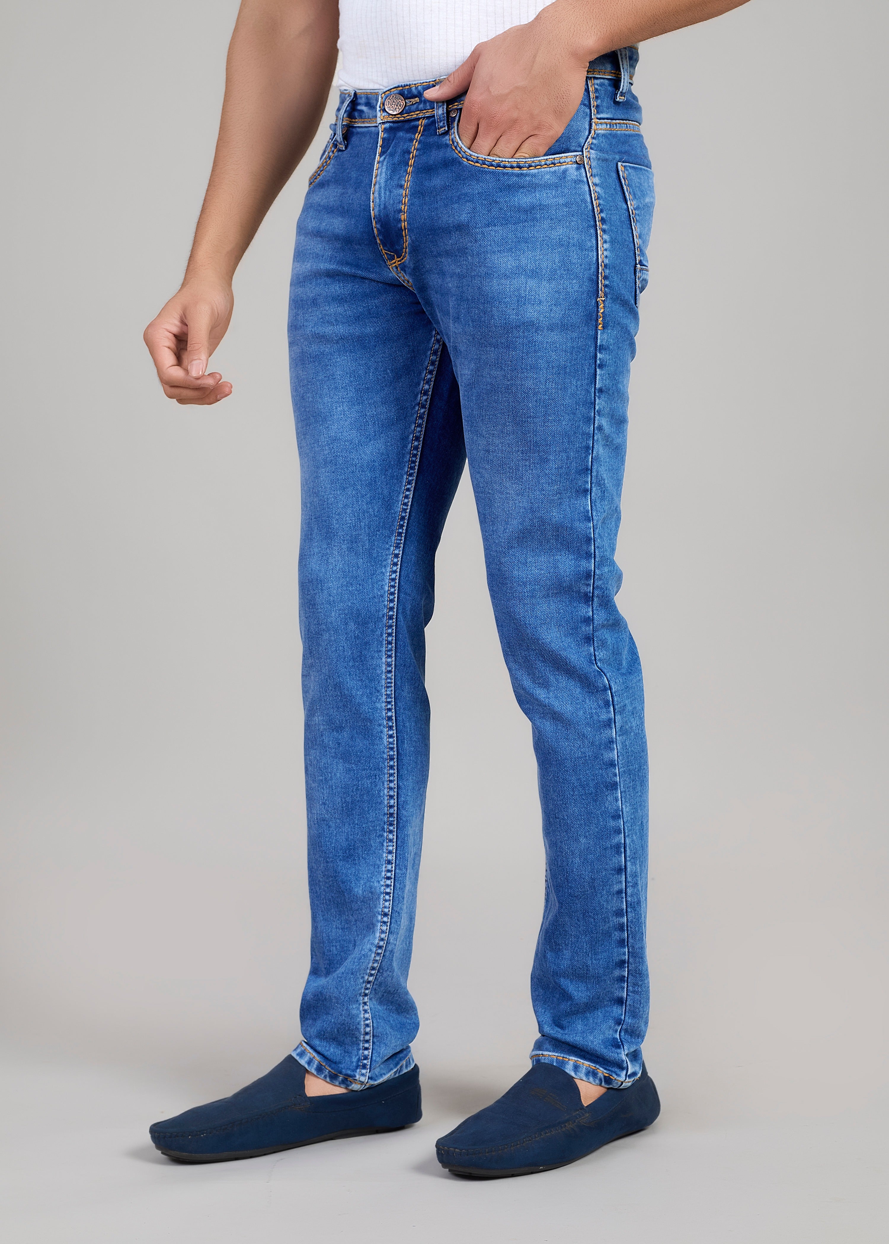 Flying Shark Loose Fit Jeans with Star Print & Lightning Detail