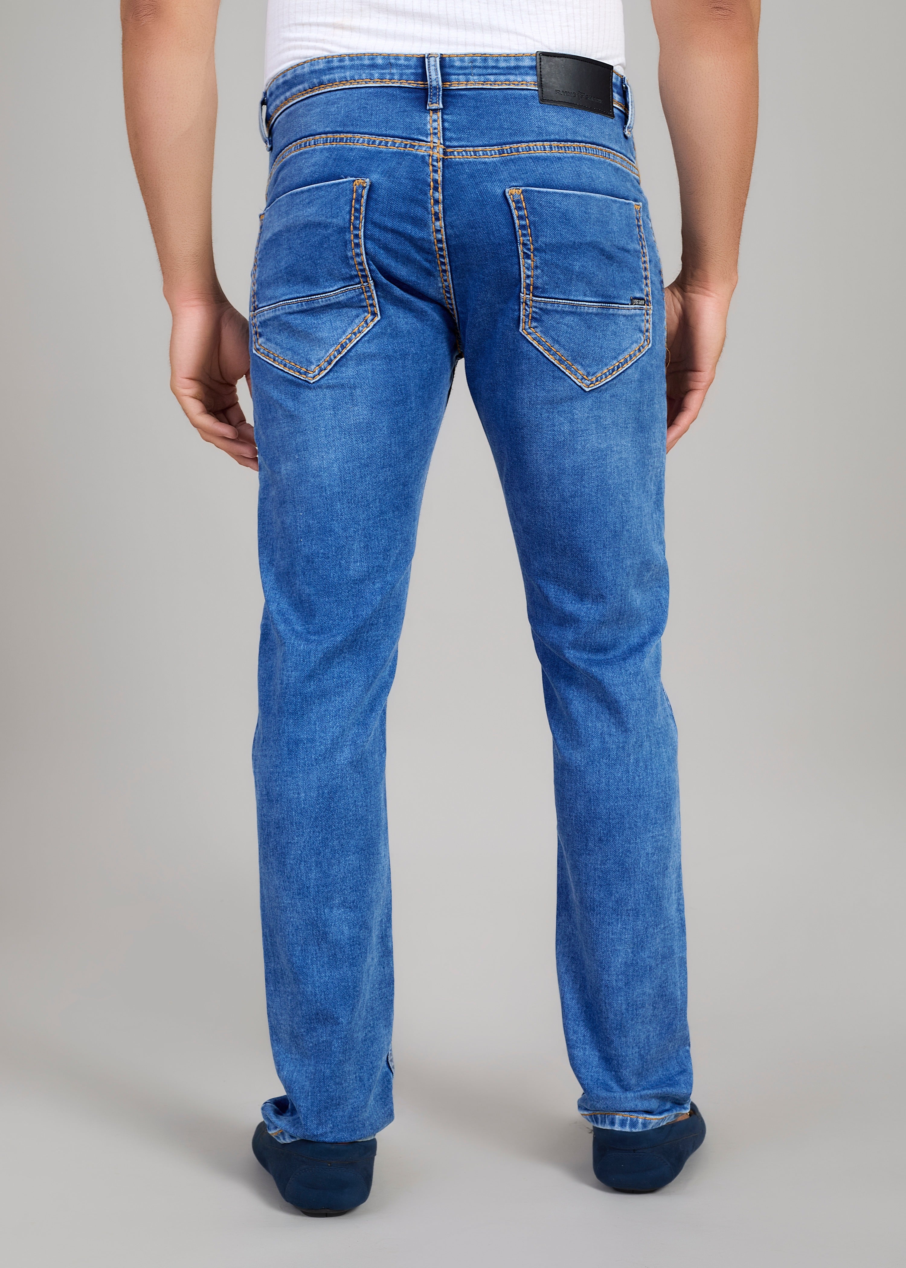 Flying Shark Loose Fit Jeans with Star Print & Lightning Detail