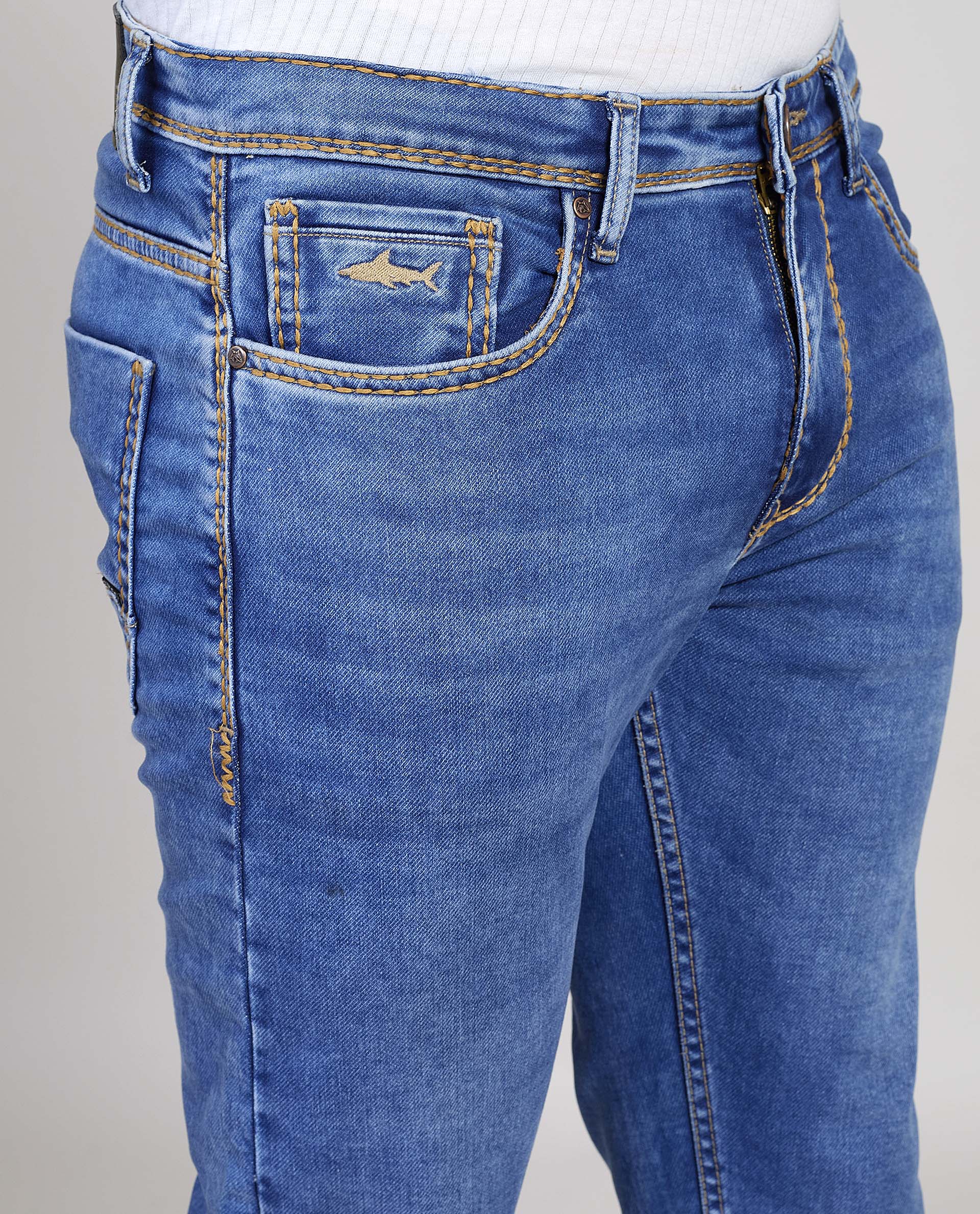 FS 128 Flying Shark Light Blue Heavy Stitch Denim Jeans
