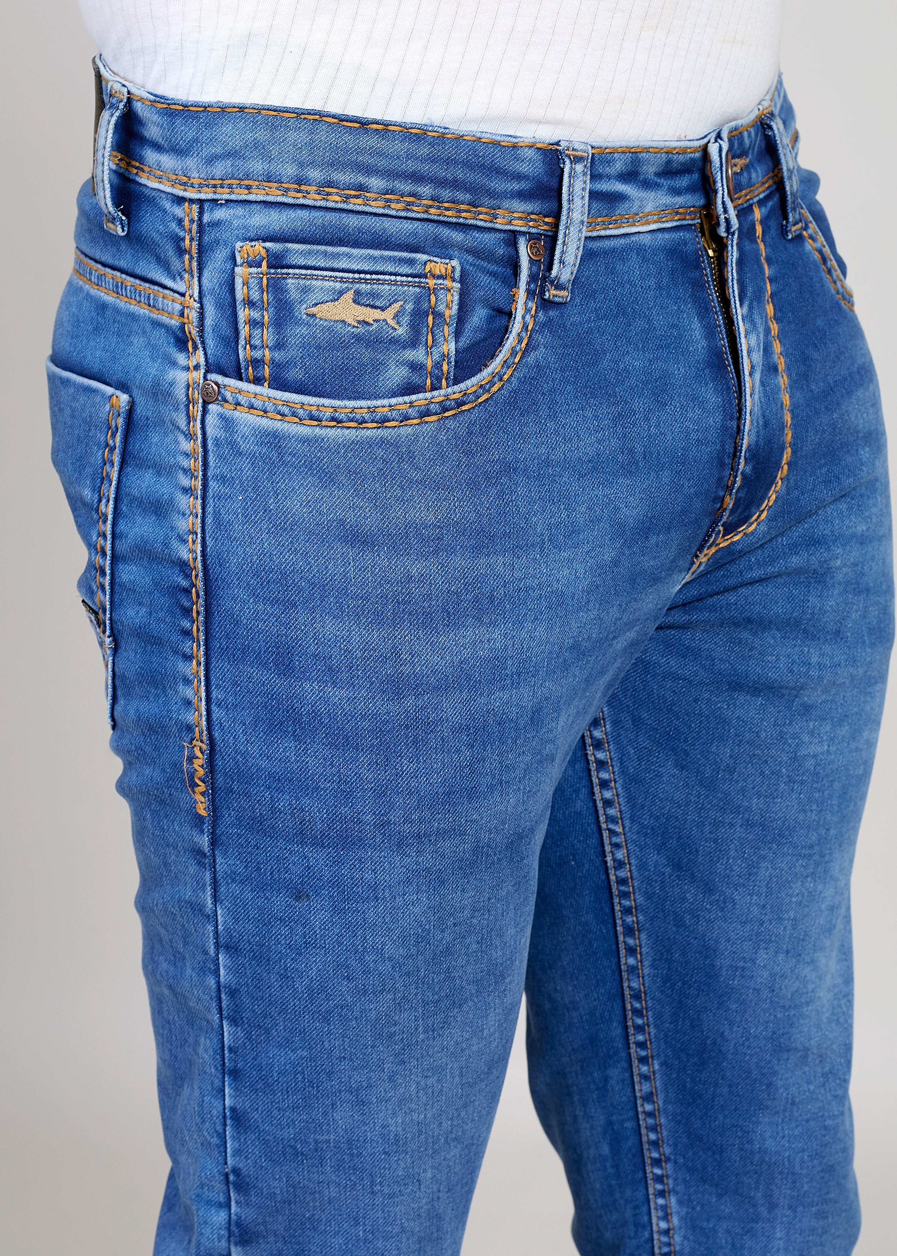 Flying Shark Loose Fit Jeans with Star Print & Lightning Detail