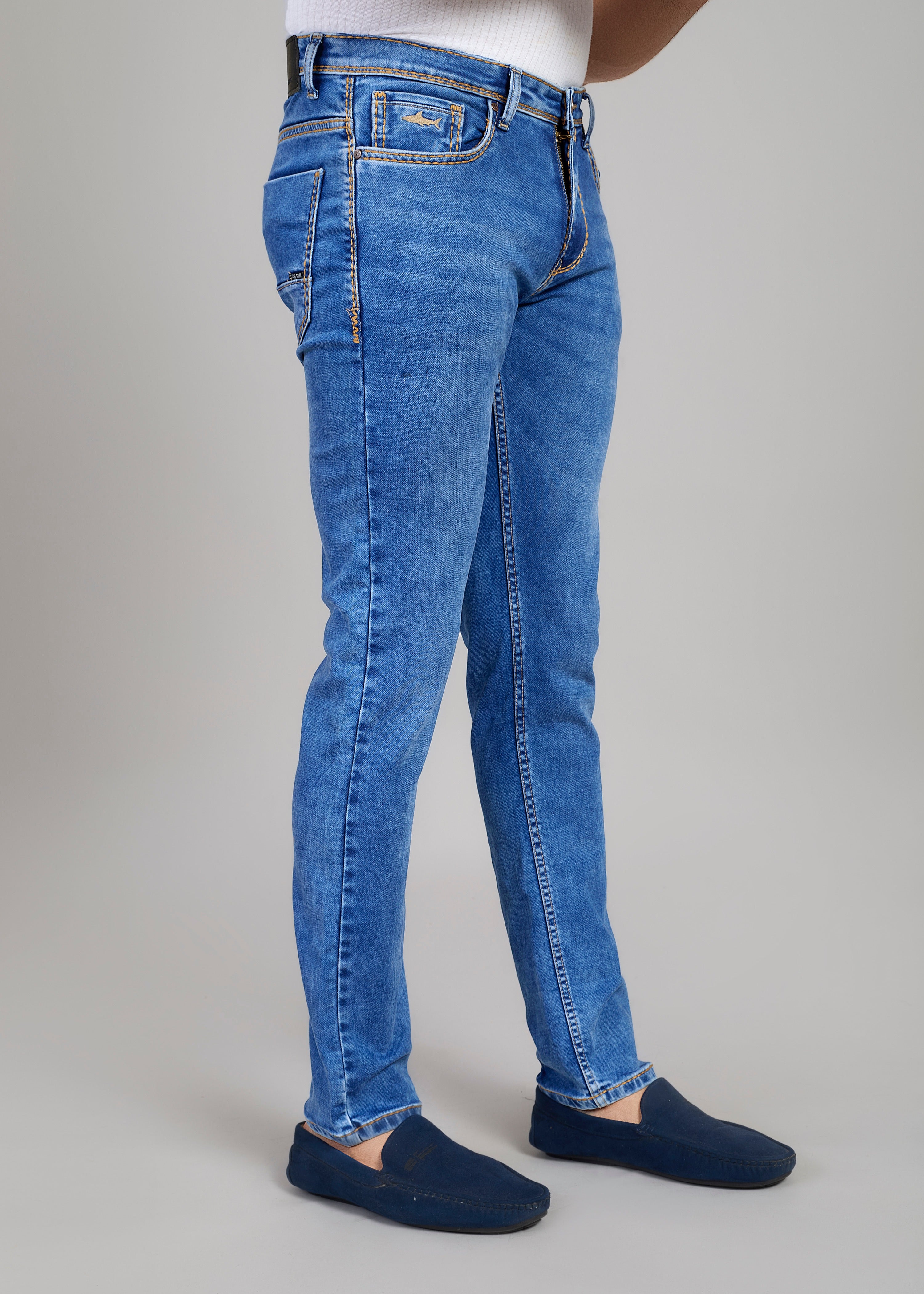 Flying Shark Loose Fit Jeans with Star Print & Lightning Detail