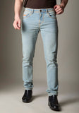 FS133 Light Blue Wash Denim With Golden-BrownContrast Stitch