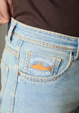 FS133 Light Blue Wash Denim With Golden-BrownContrast Stitch