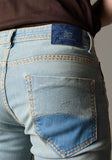 FS133 Light Blue Wash Denim With Golden-BrownContrast Stitch