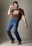 FS132 Mid-Blue Wash Denim With Heavy Contrast Stitch