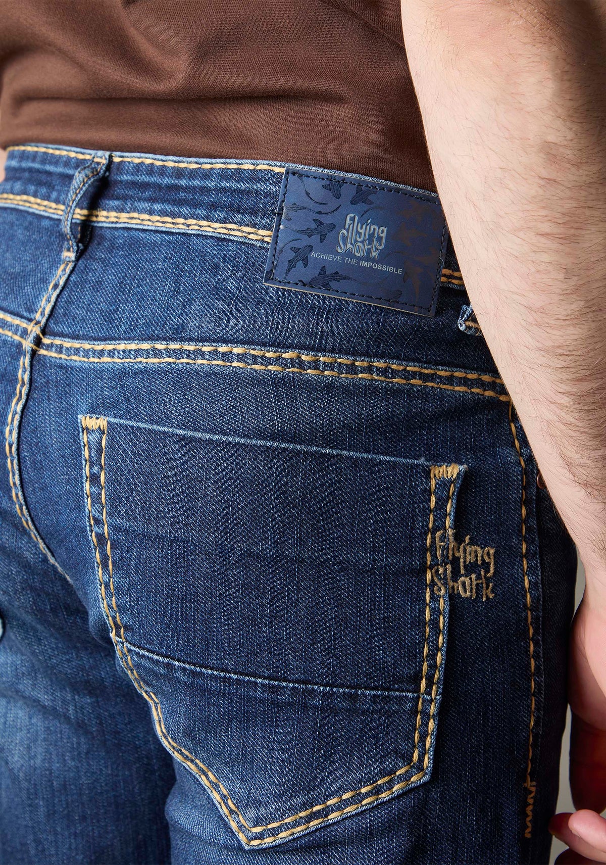 FS132 Mid-Blue Wash Denim With Heavy Contrast Stitch