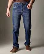 Mid-Blue Wash Denim With Heavy Contrast Stitch