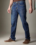 Mid-Blue Wash Denim With Heavy Contrast Stitch