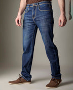 Mid-Blue Wash Denim With Heavy Contrast Stitch
