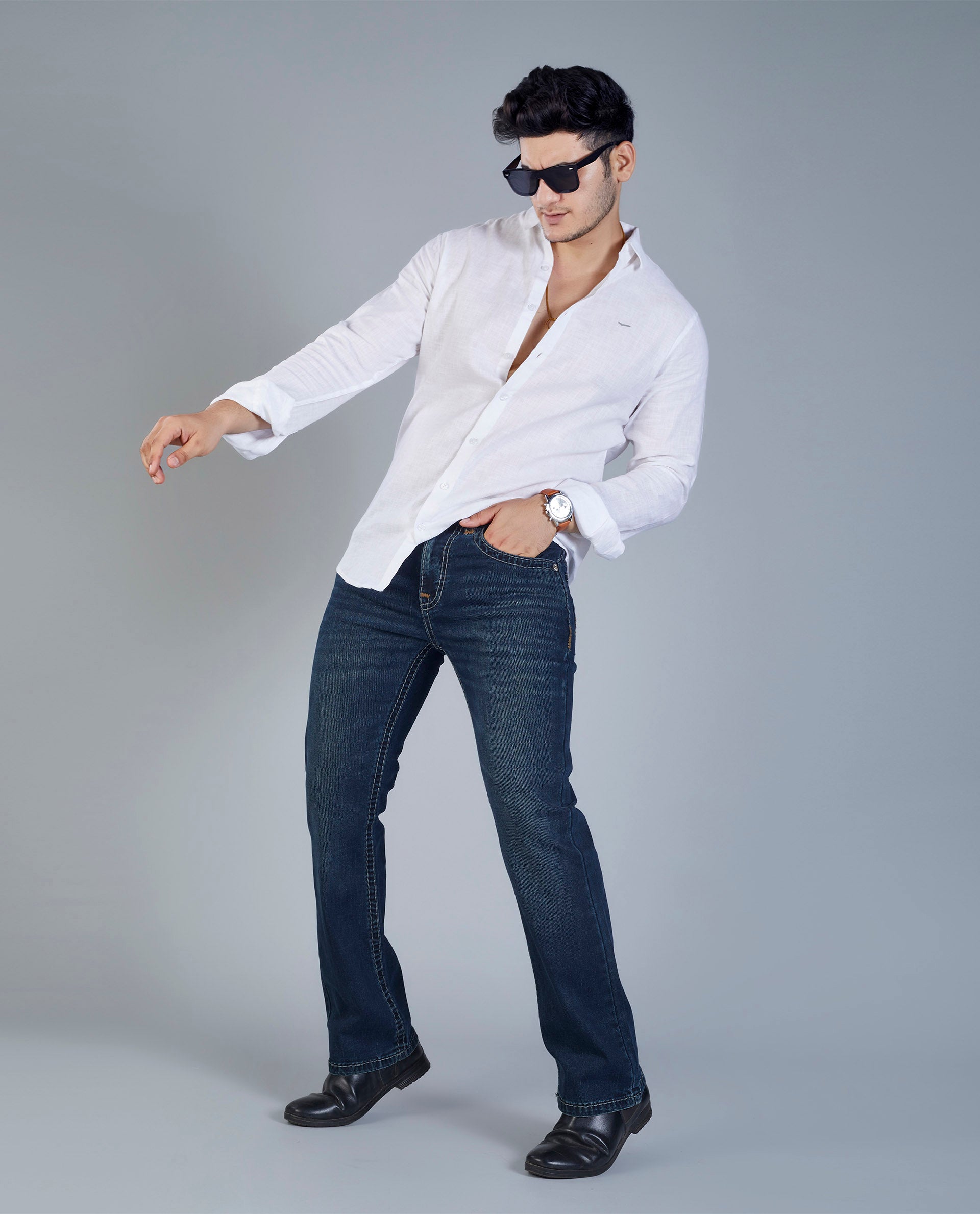 Men’s Blue Bootcut Stretch Jeans