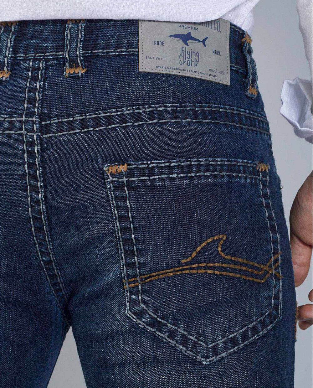 Men’s Blue Bootcut Stretch Jeans Flying Shark