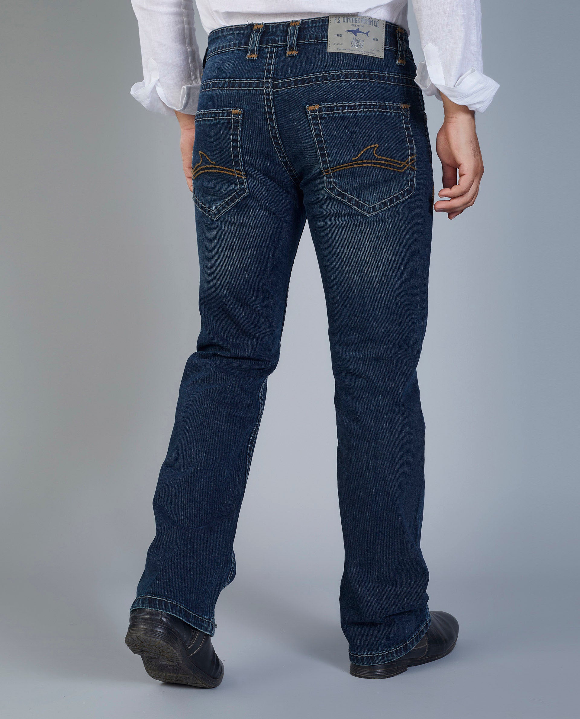 Men’s Blue Bootcut Stretch Jeans