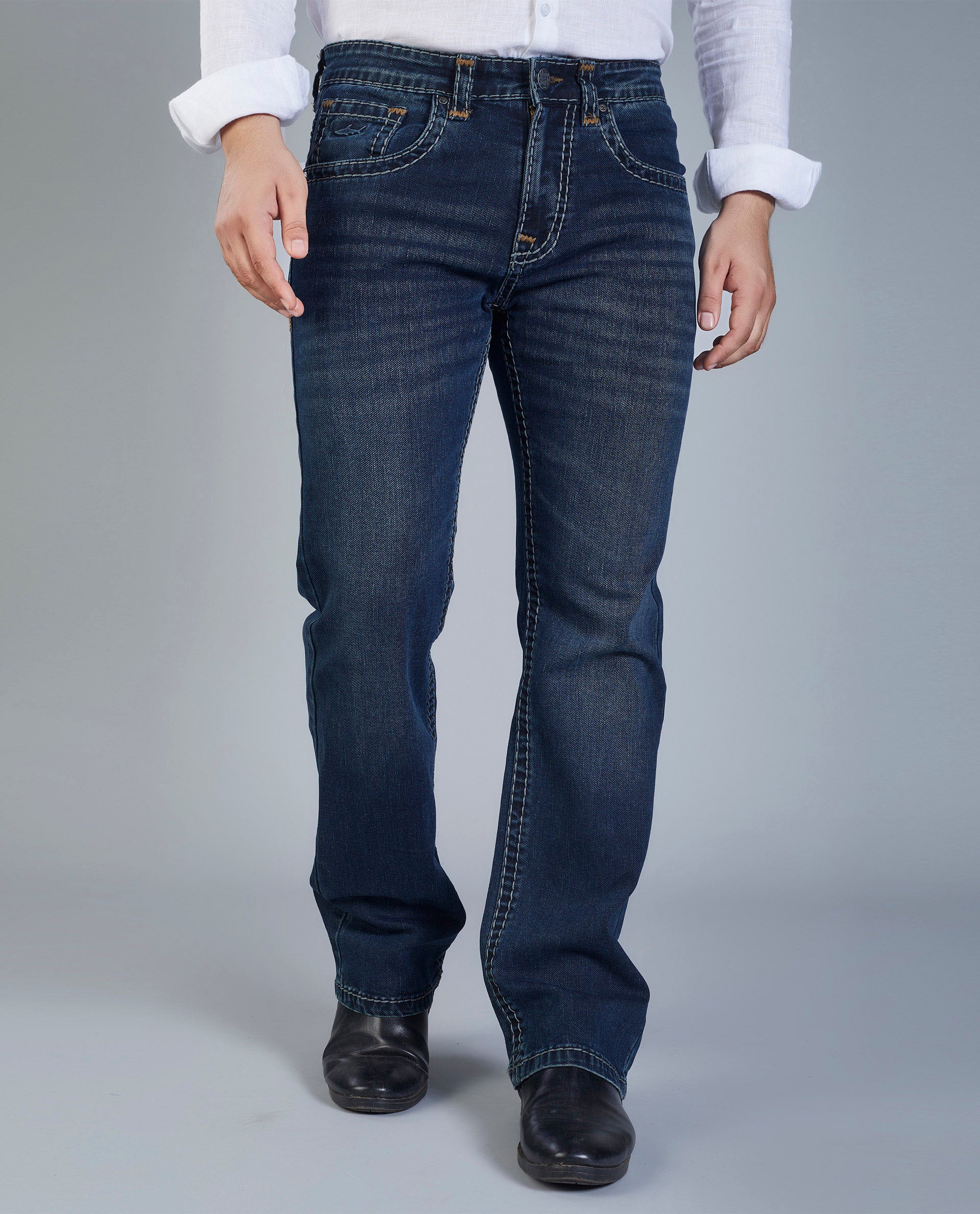 Men’s Blue Bootcut Stretch Jeans