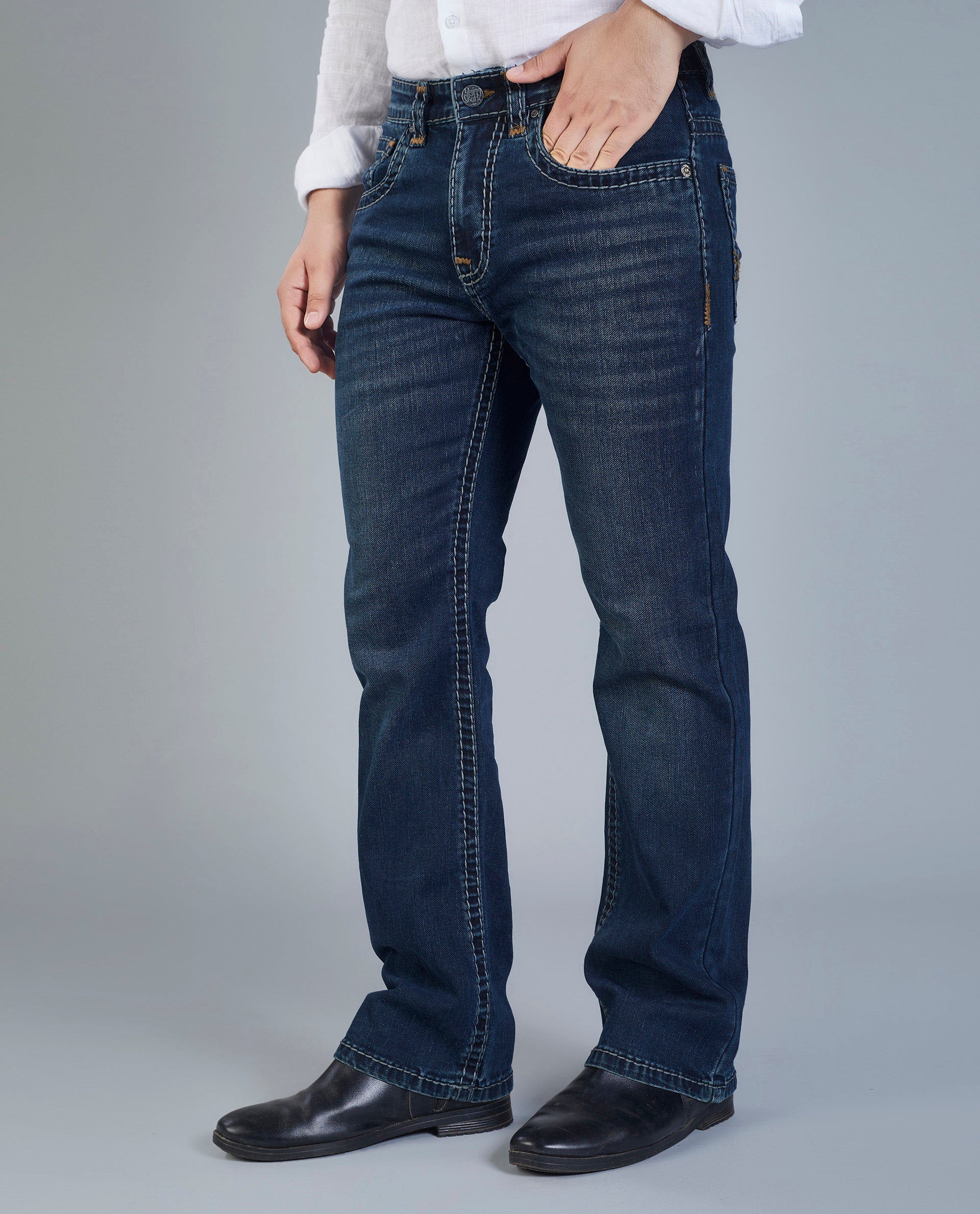 Men’s Blue Bootcut Stretch Jeans