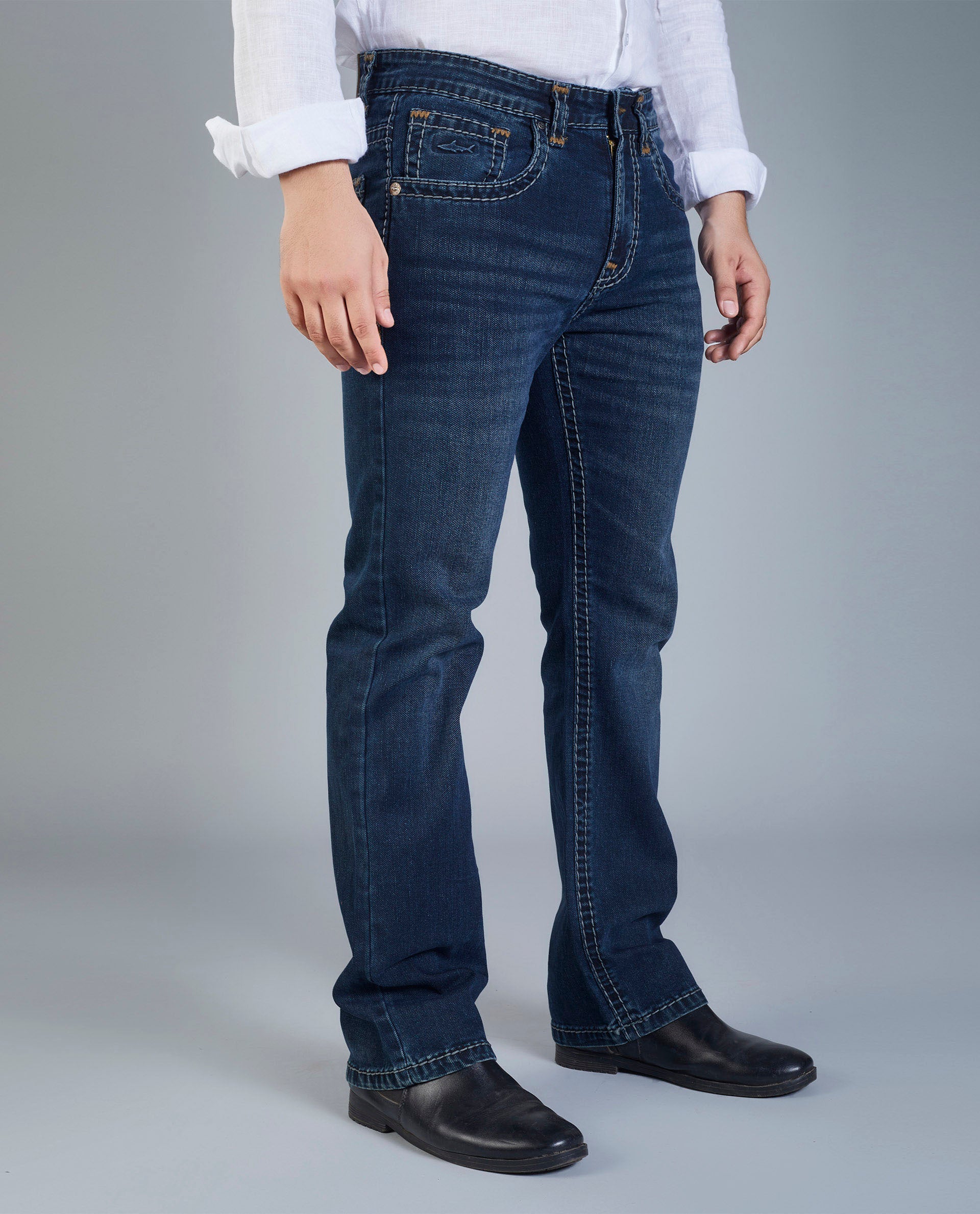 Men’s Blue Bootcut Stretch Jeans