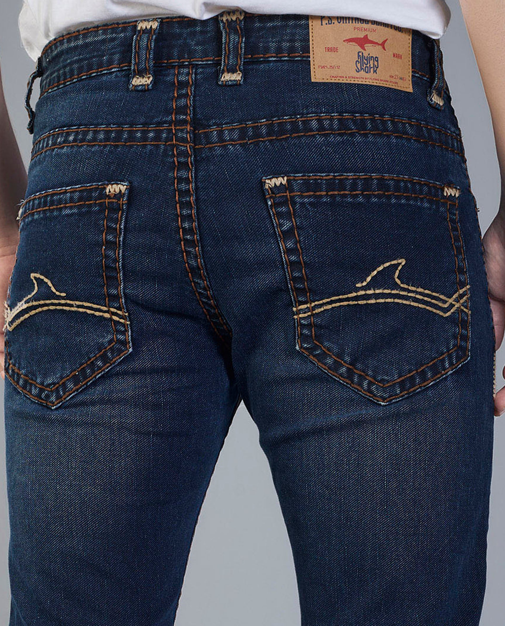 Men’s Mid Blue Bootcut Stretch Jeans