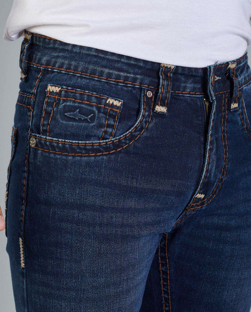 Men’s Mid Blue Bootcut Stretch Jeans Flying Shark