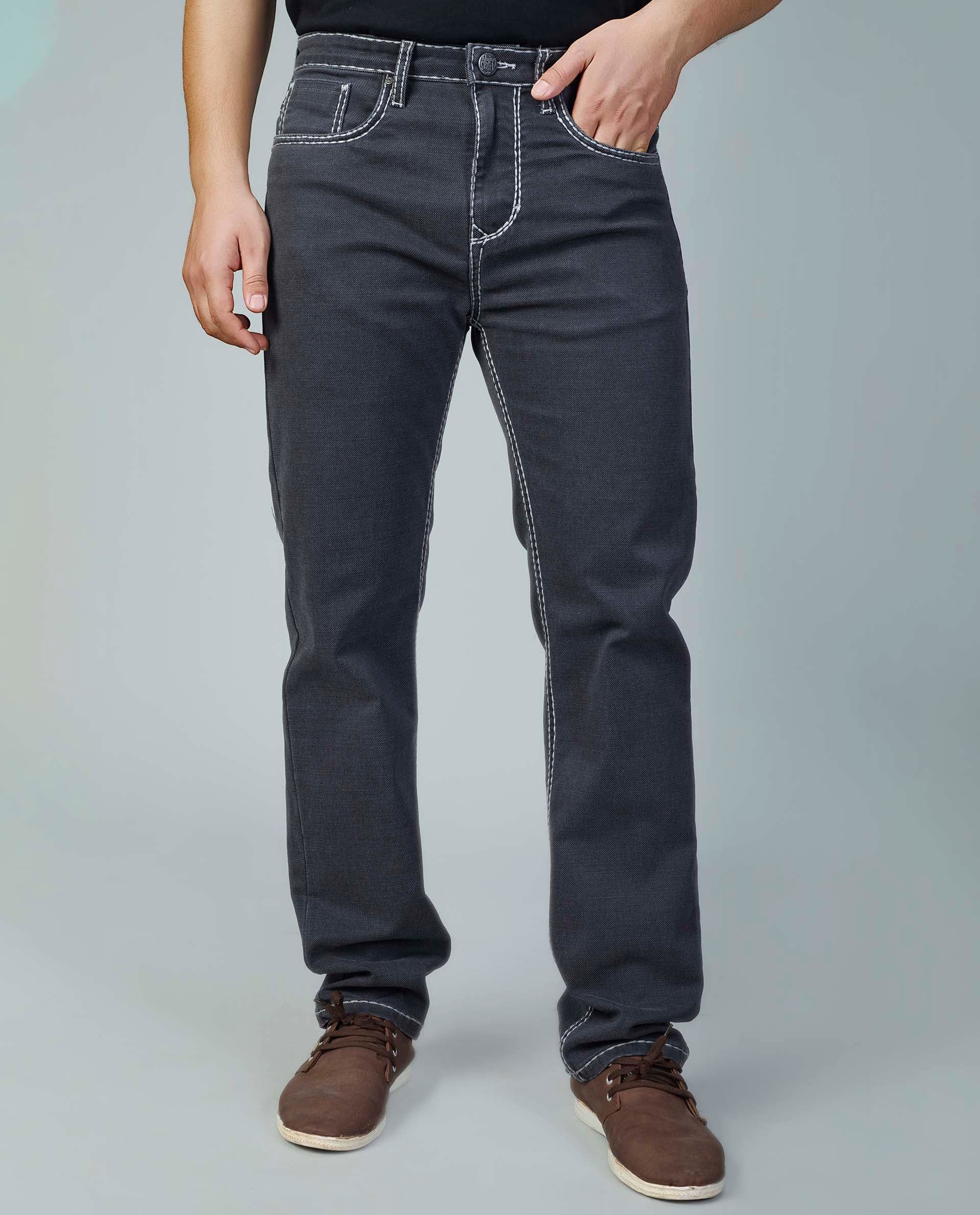 Men’s Saddle Stitch Straight Fit Jeans - Gunmetal Grey